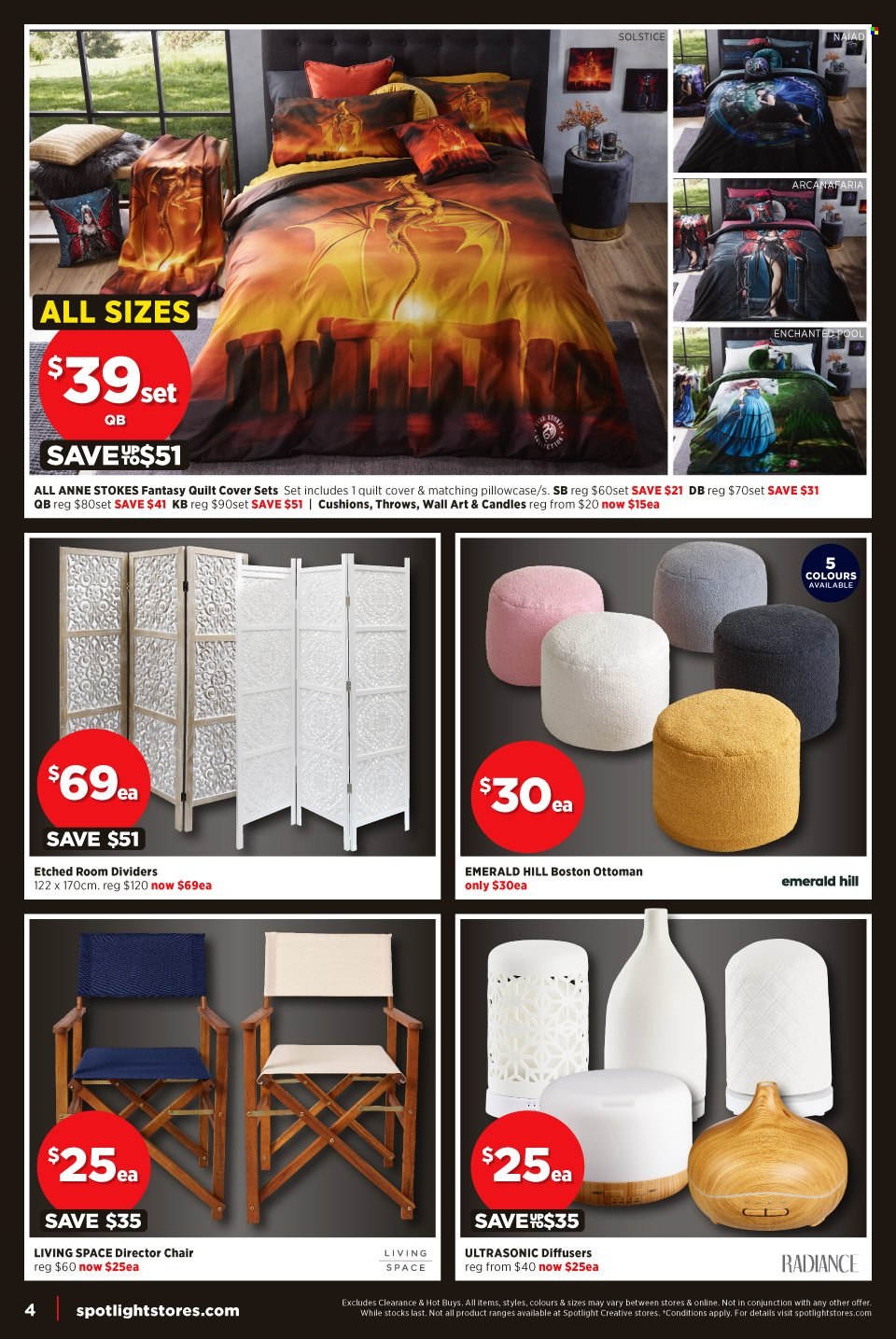 thumbnail - Spotlight Catalogue - 25 Nov 2021 - 30 Nov 2021 - Sales products - candle, diffuser, cushion, pillowcase, quilt. Page 4.