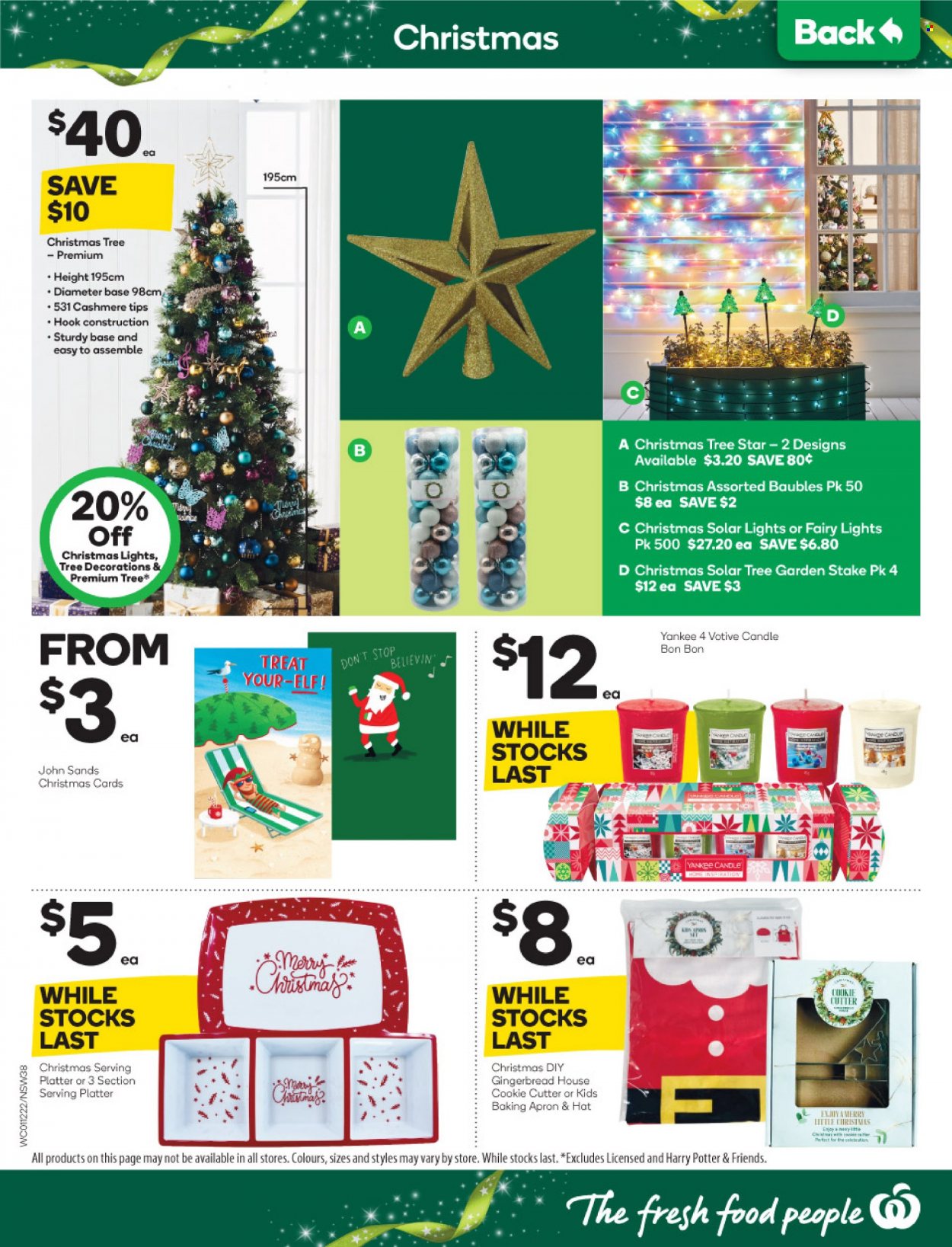 thumbnail - Woolworths Catalogue - 1 Dec 2021 - 7 Dec 2021 - Sales products - gingerbread, L'Or, hook, Harry Potter, cutter, bauble, candle, hat, Elf, christmas lights, garden stake. Page 38.