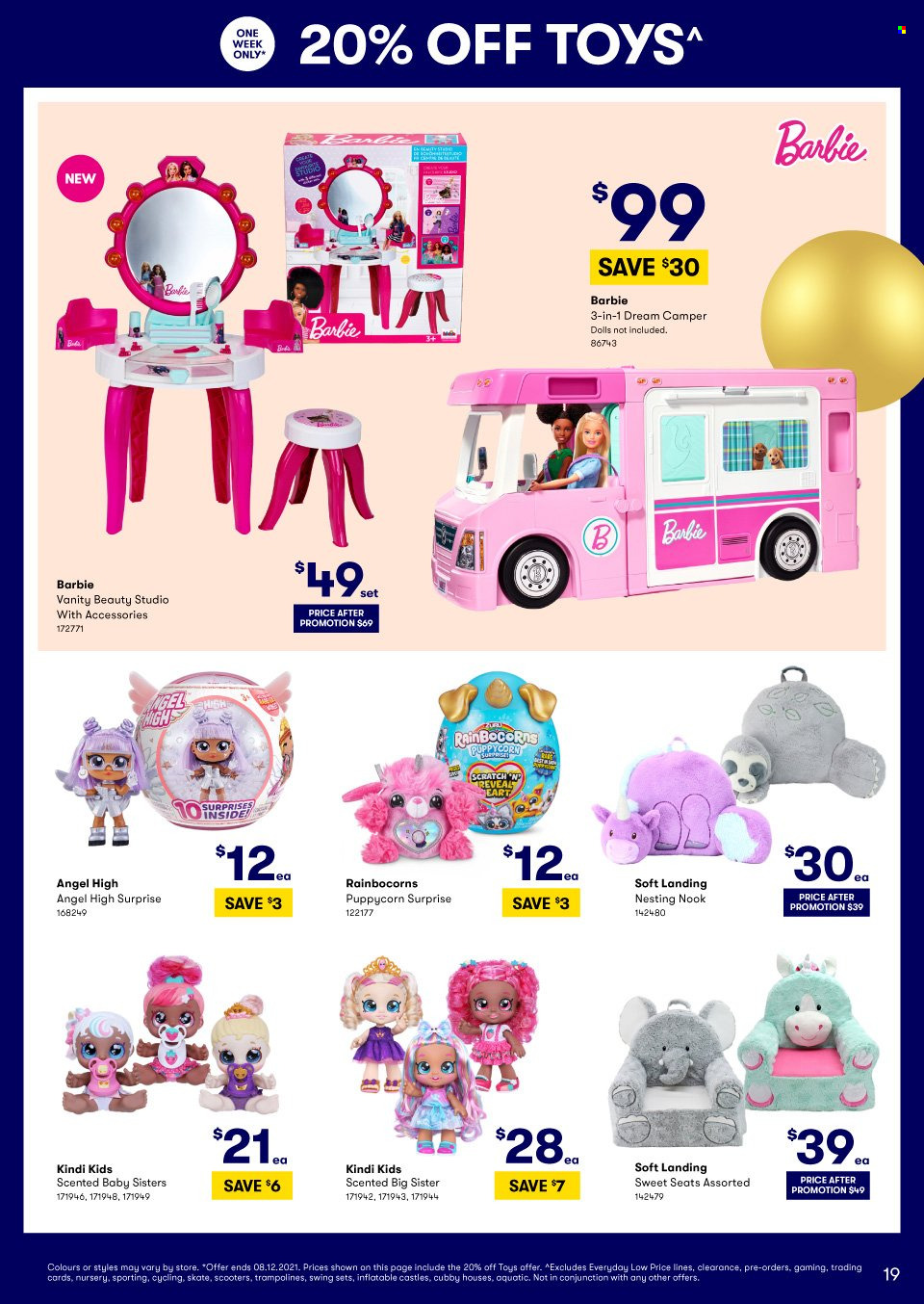 thumbnail - BIG W Catalogue - Sales products - Barbie, trampoline, doll, vanity, toys. Page 19.