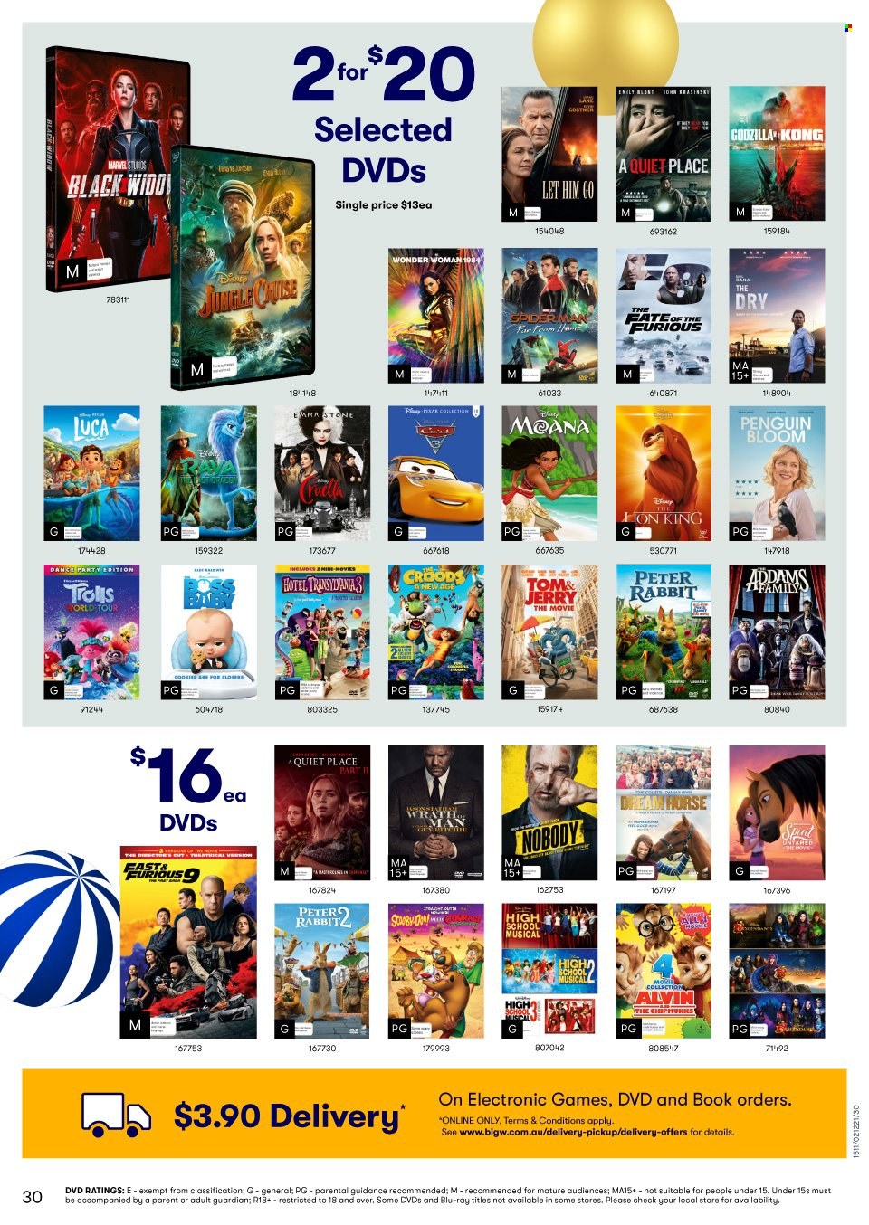 thumbnail - BIG W Catalogue - Sales products - DVD, book, Blu-ray. Page 30.