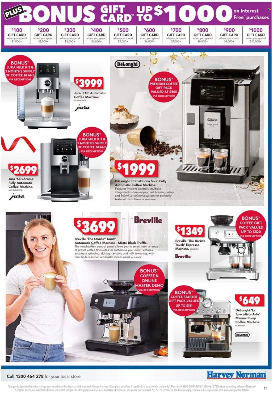 thumbnail - Harvey Norman Catalogue - 2 Dec 2021 - 14 Dec 2021 - Sales products - coffee machine, De'Longhi, espresso maker, starter. Page 11.