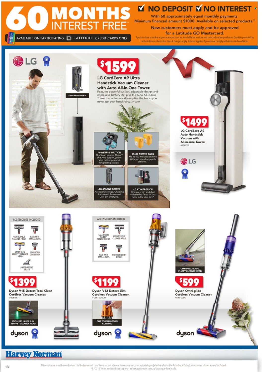 thumbnail - Harvey Norman Catalogue - 2 Dec 2021 - 14 Dec 2021 - Sales products - omni, LG, bin, Dyson, vacuum cleaner, handstick vacuum cleaner, brush head. Page 18.