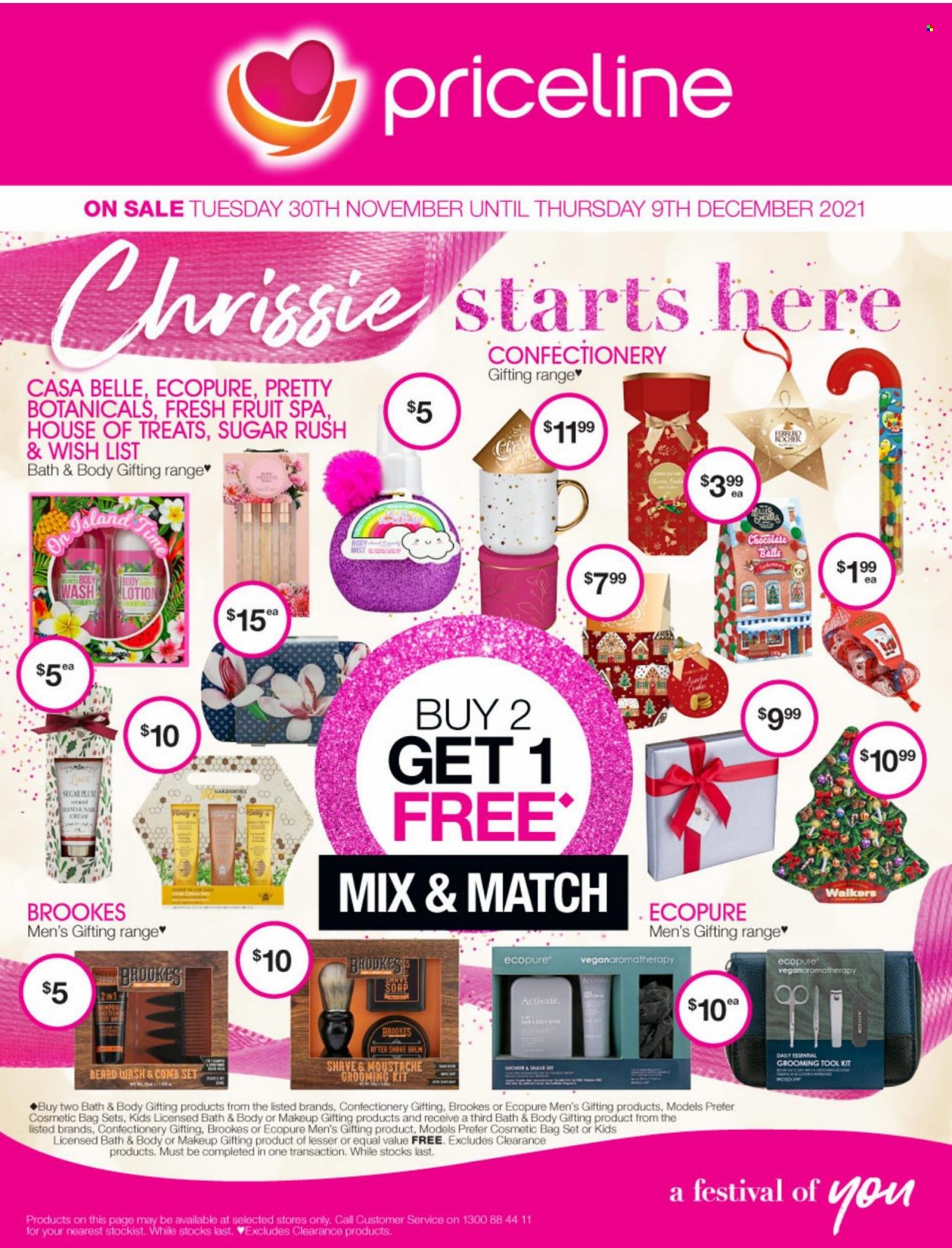 thumbnail - Priceline Pharmacy Catalogue - 30 Nov 2021 - 9 Dec 2021 - Sales products - soap, comb, body lotion, body mist, cosmetic bag, Models Prefer, makeup. Page 1.