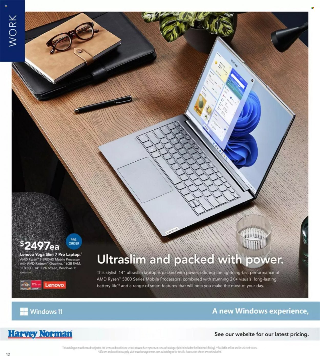 thumbnail - Harvey Norman Catalogue - 2 Dec 2021 - 24 Dec 2021 - Sales products - Lenovo, laptop, Radeon, AMD Radeon. Page 12.