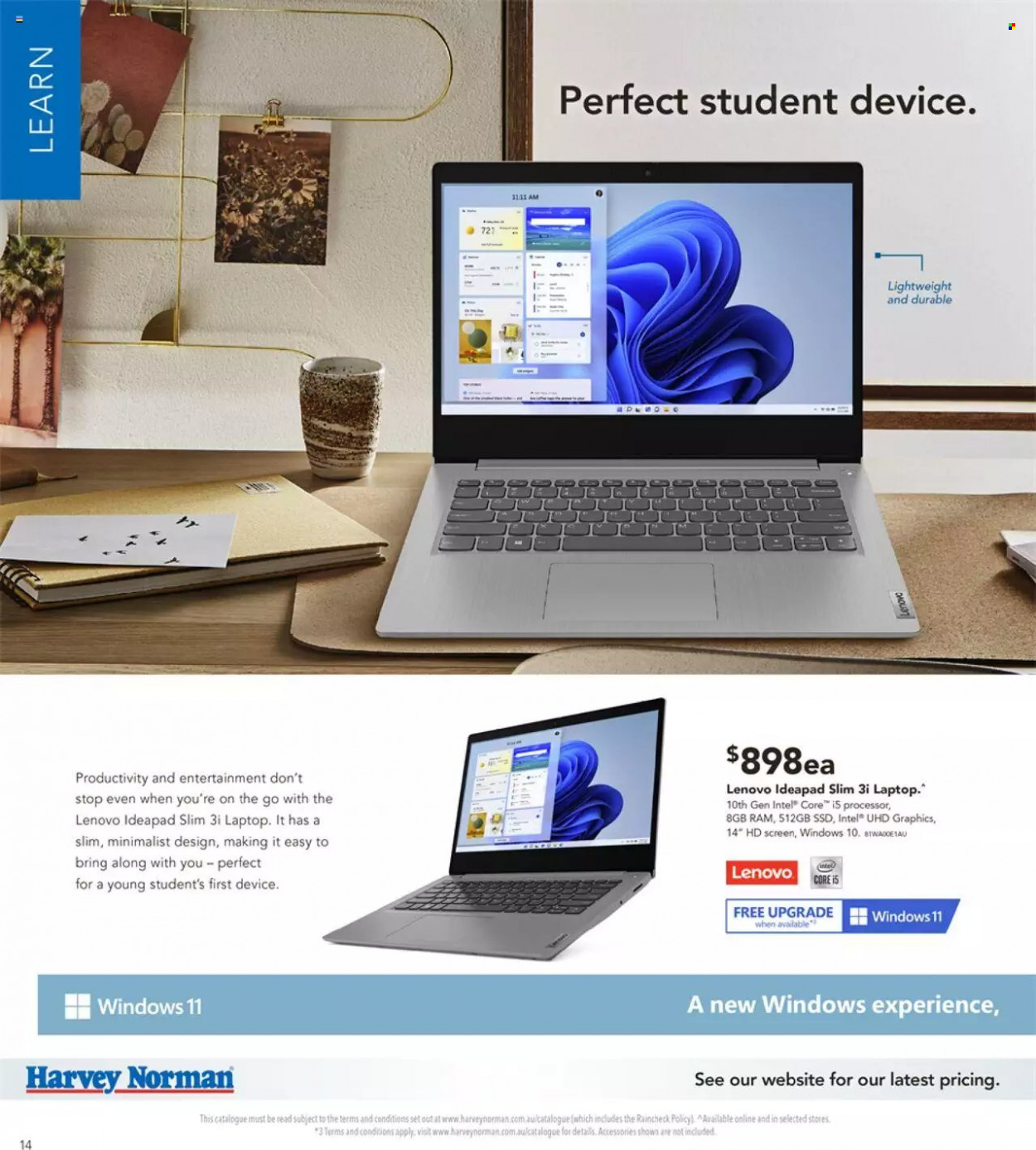 thumbnail - Harvey Norman Catalogue - 2 Dec 2021 - 24 Dec 2021 - Sales products - Intel, Lenovo, laptop. Page 14.