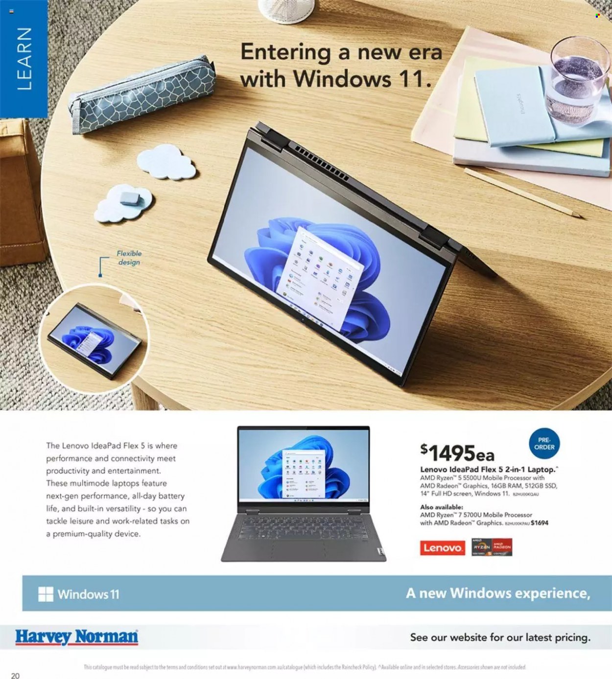 thumbnail - Harvey Norman Catalogue - 2 Dec 2021 - 24 Dec 2021 - Sales products - Lenovo, laptop, Radeon, AMD Radeon. Page 20.