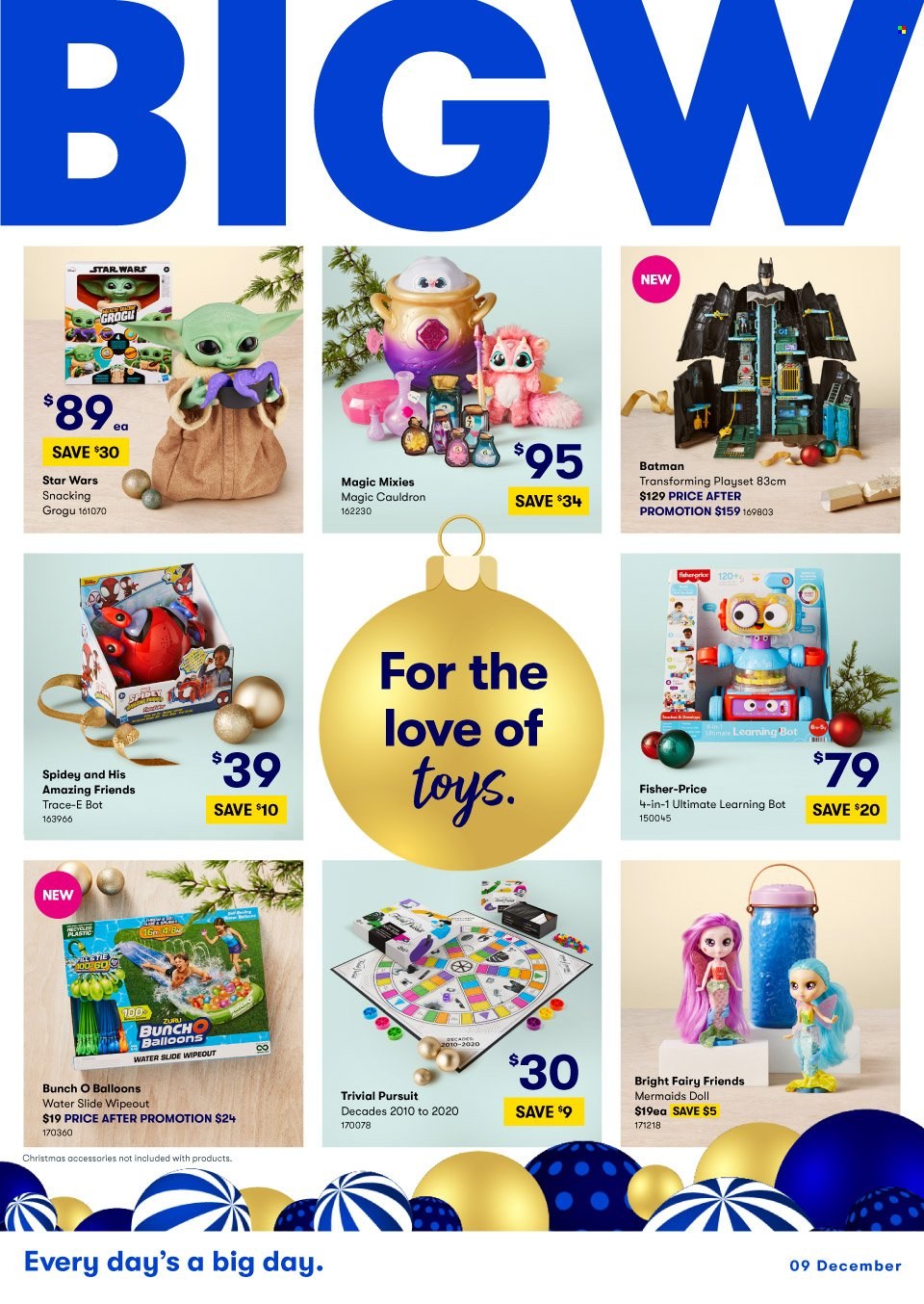 thumbnail - BIG W Catalogue - Sales products - Batman, Fairy, balloons, doll, play set, toys, Fisher-Price. Page 1.