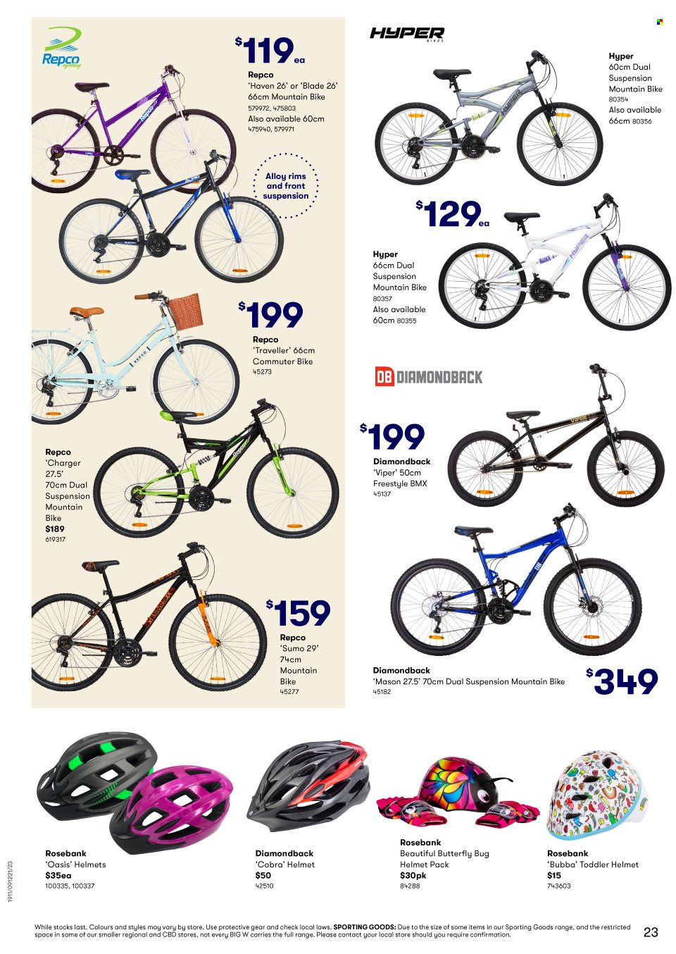 thumbnail - BIG W Catalogue - Sales products - helmet, mountain bike, viper. Page 23.