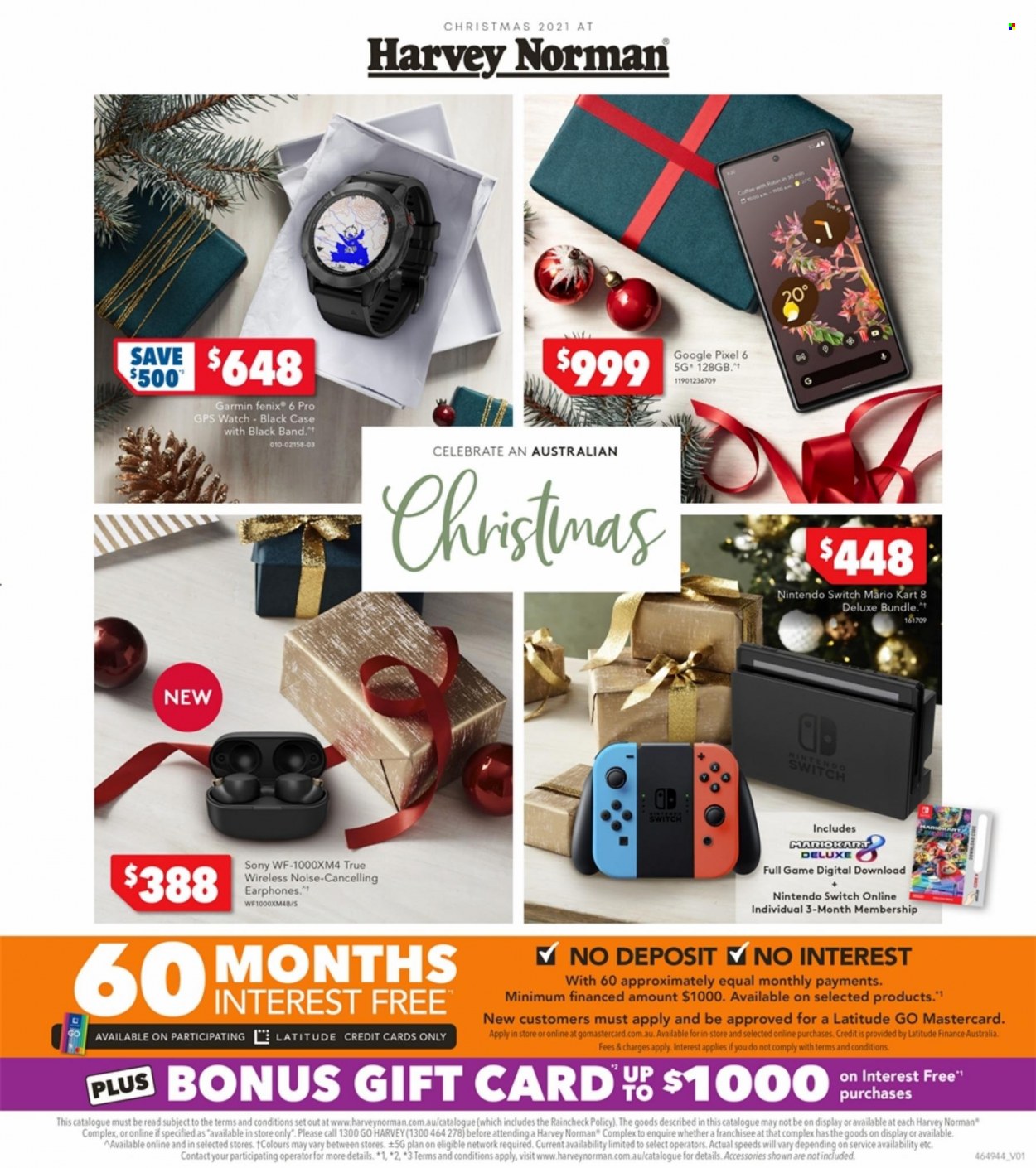thumbnail - Harvey Norman Catalogue - 6 Dec 2021 - 24 Dec 2021 - Sales products - Sony, Nintendo Switch, Garmin. Page 1.