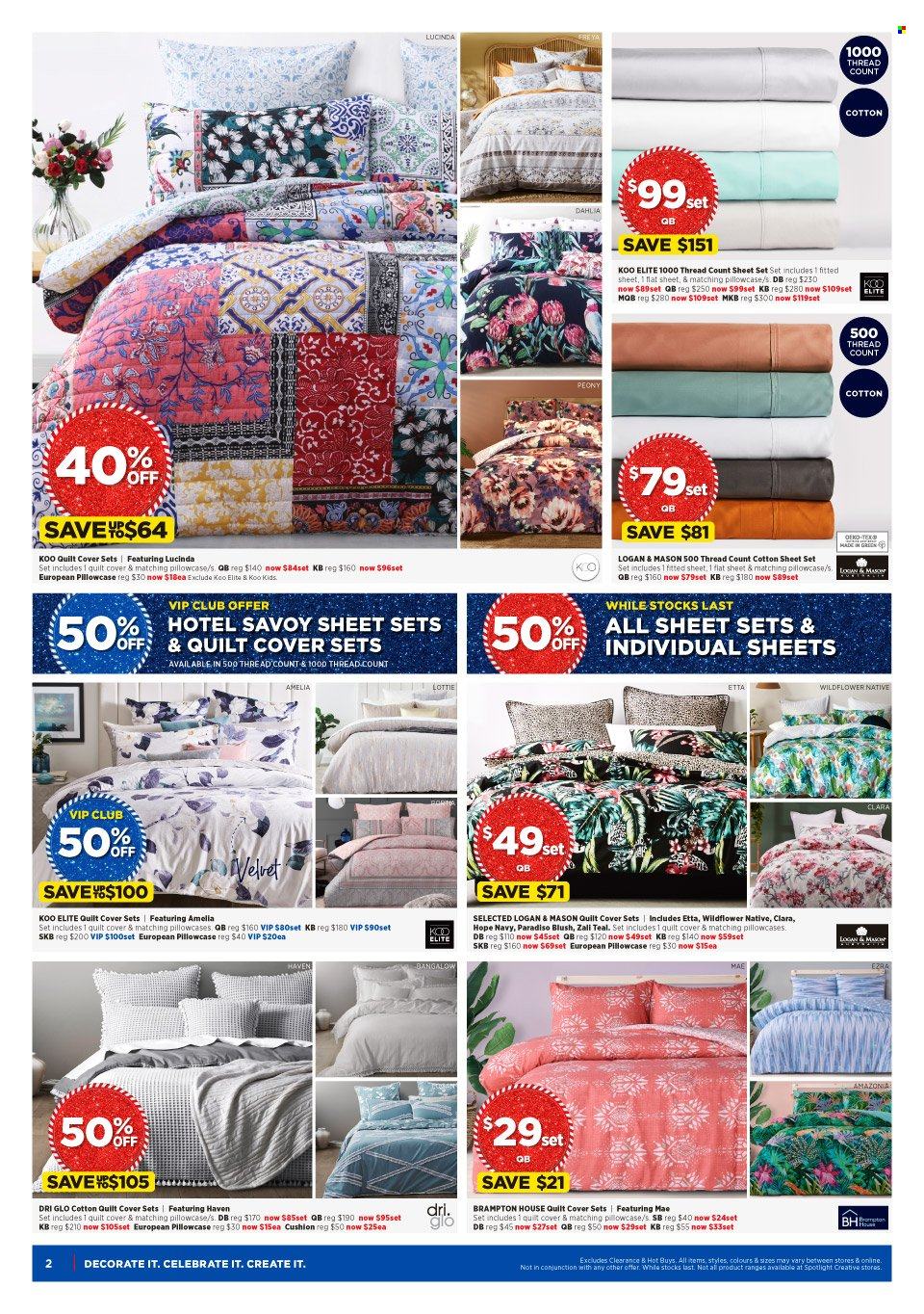 thumbnail - Spotlight Catalogue - 8 Dec 2021 - 24 Dec 2021 - Sales products - cushion, pillowcase, quilt, cotton quilt. Page 2.
