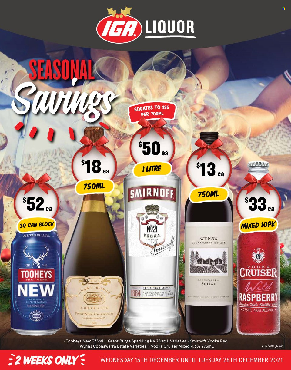 IGA LIQUOR catalogue - 15 Dec 2021 - 28 Dec 2021. Page 1
