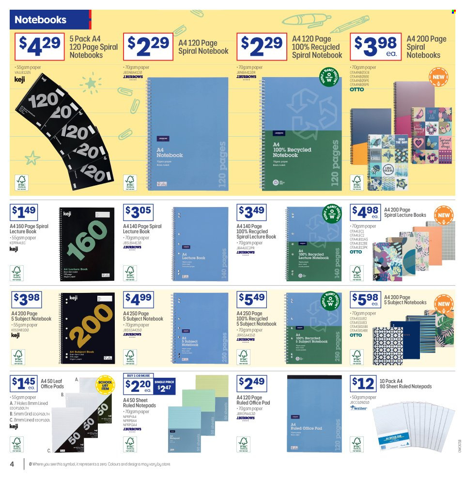 thumbnail - Officeworks Catalogue - 6 Jan 2022 - 20 Jan 2022 - Sales products - paper, memo book, book. Page 4.