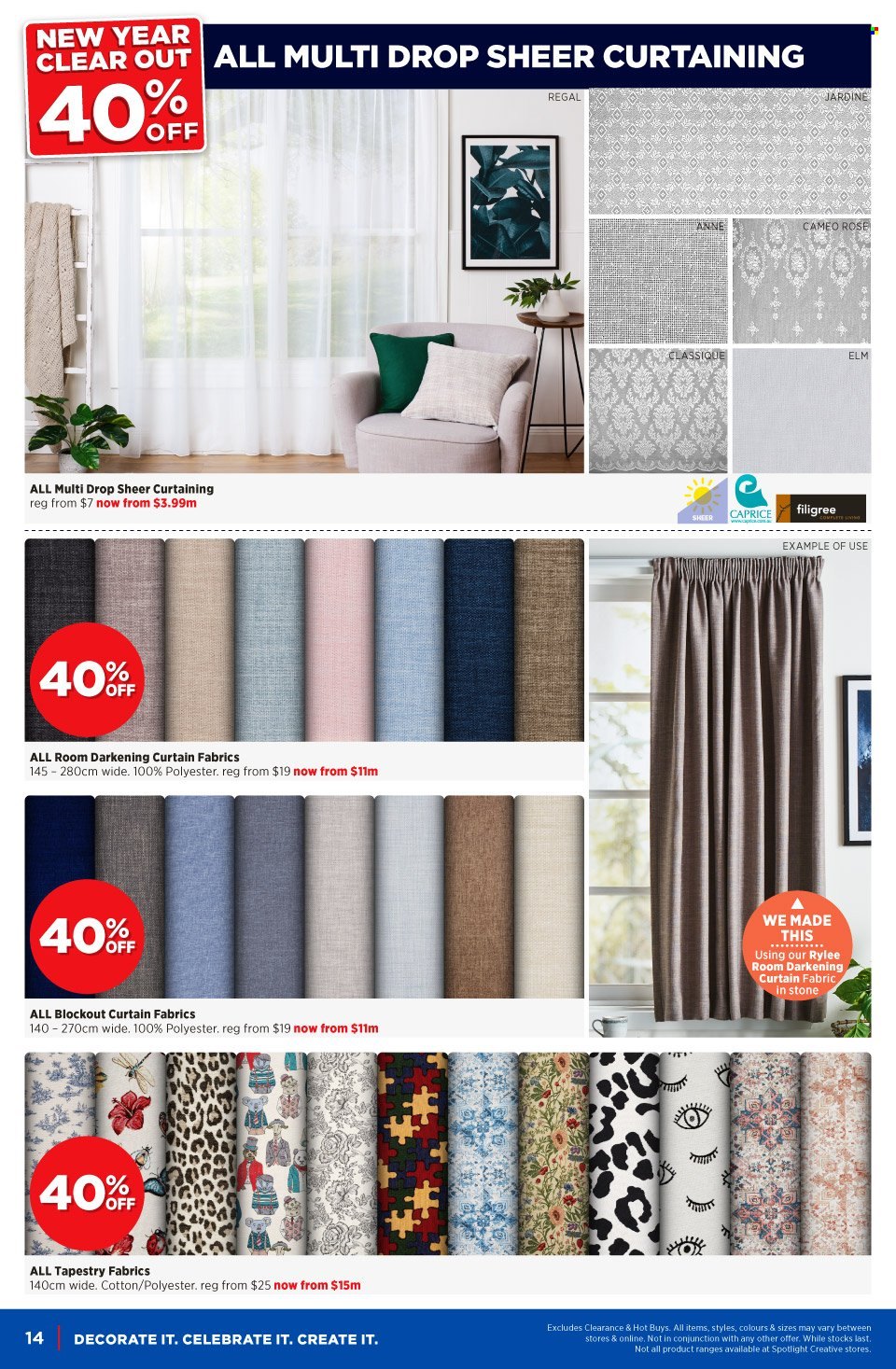 thumbnail - Spotlight Catalogue - 5 Jan 2022 - 16 Jan 2022 - Sales products - tapestry, curtain, rose. Page 14.