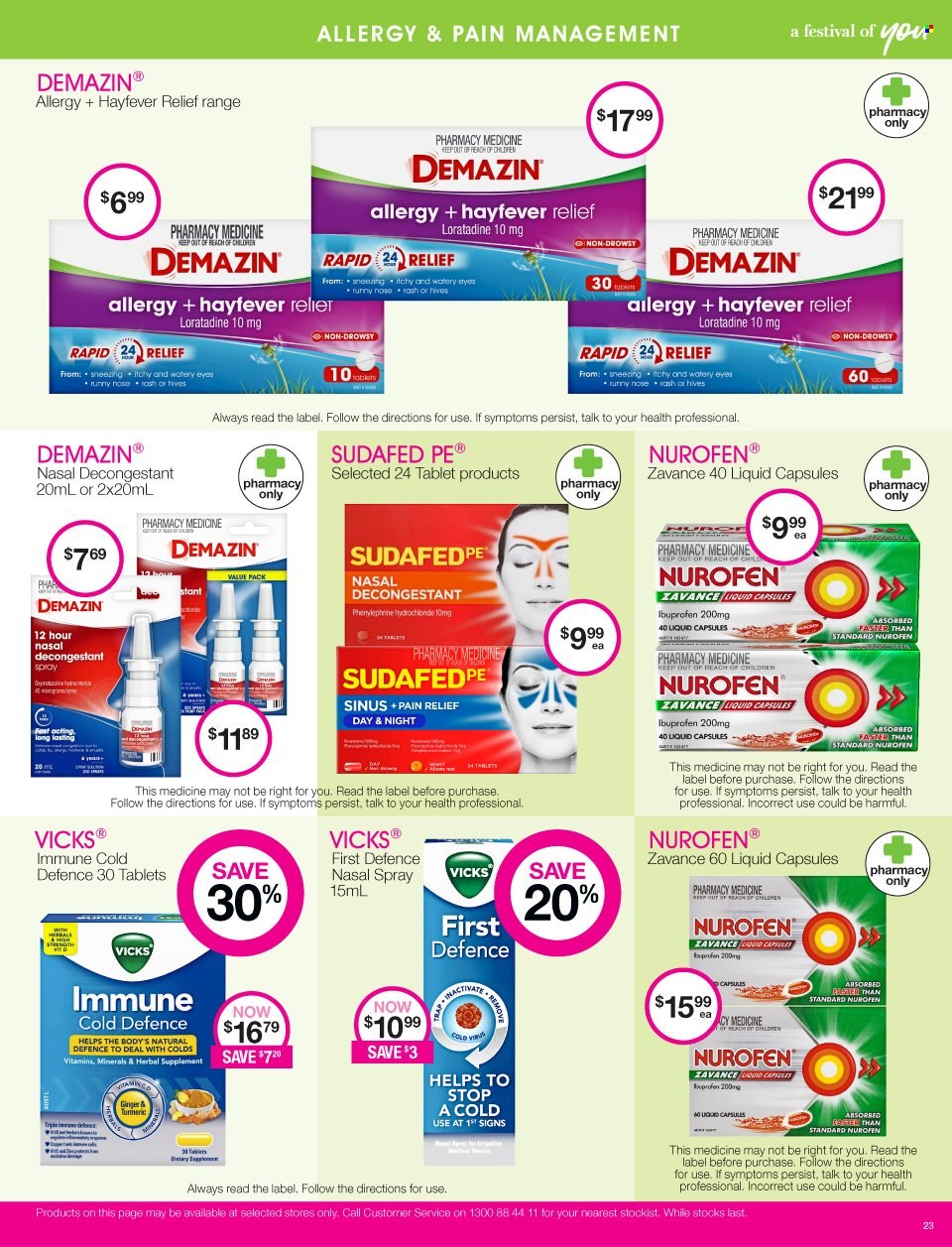 thumbnail - Priceline Pharmacy Catalogue - 6 Jan 2022 - 17 Jan 2022 - Sales products - Vicks, pain relief, Sudafed, Ibuprofen, Nurofen, nasal spray. Page 23.