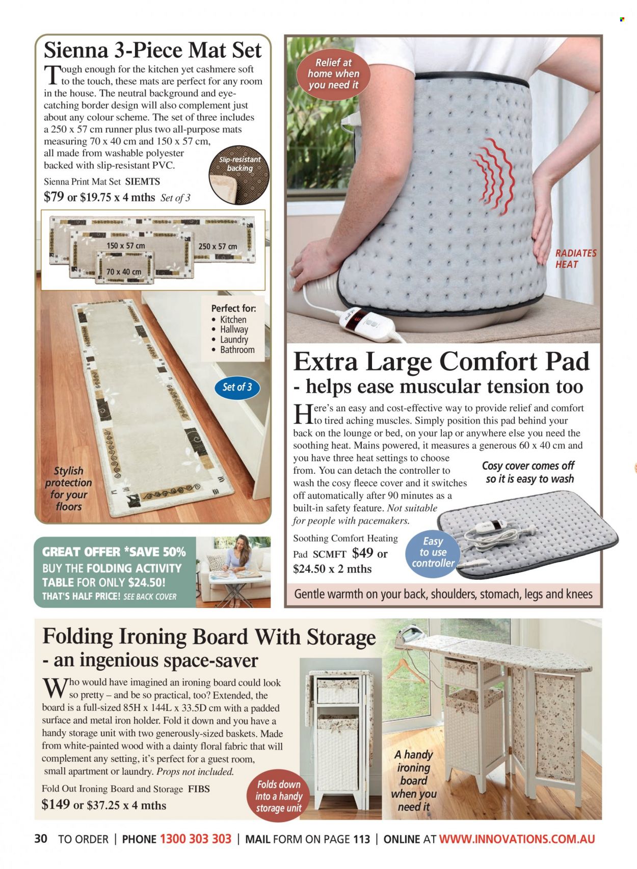 thumbnail - Innovations Catalogue - Sales products - basket, ironing board, heating pad. Page 30.