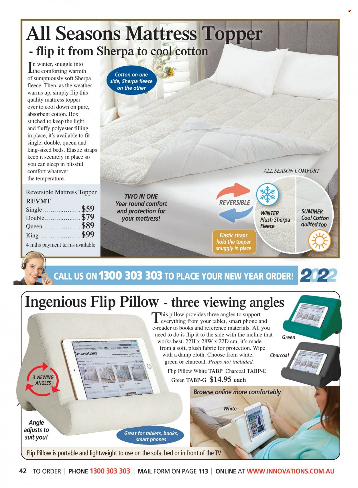 thumbnail - Innovations Catalogue - Sales products - book, topper, pillow, mattress protector, sherpa. Page 42.
