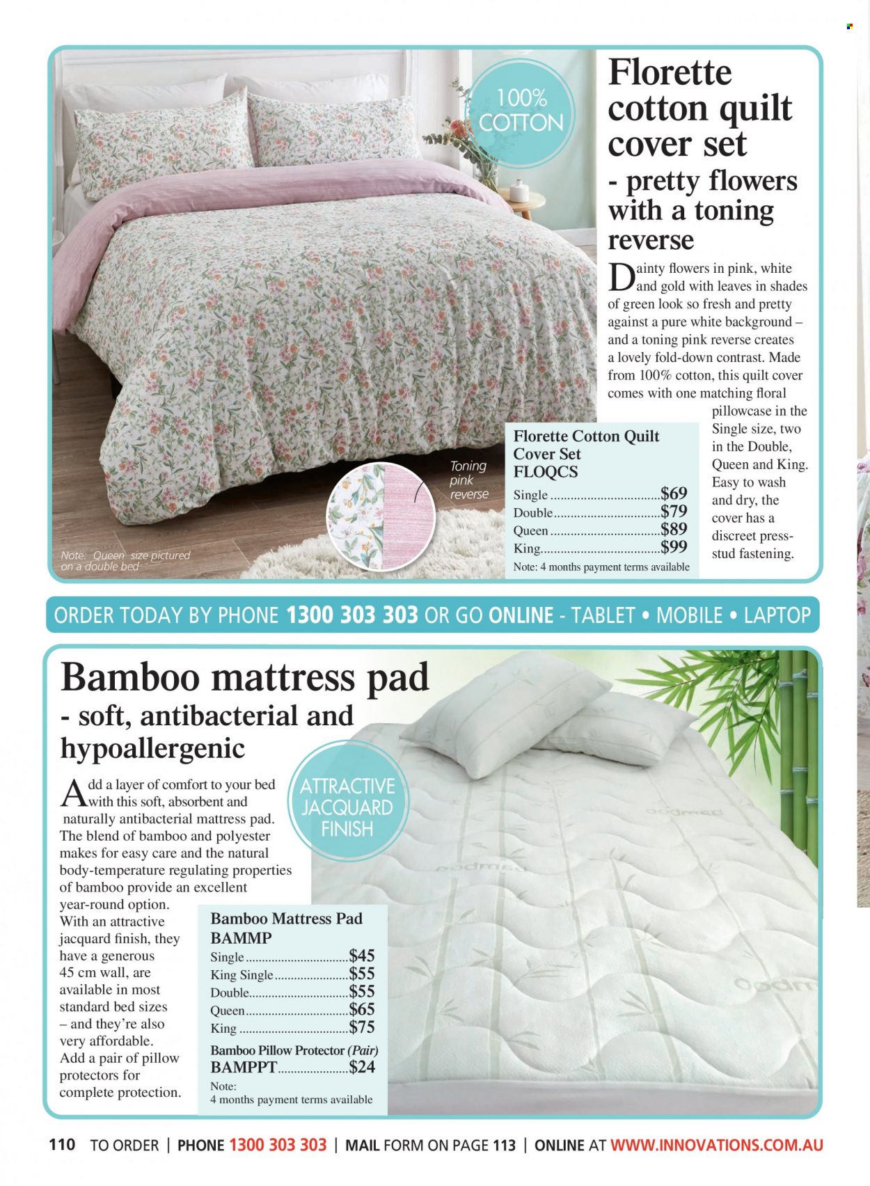 thumbnail - Innovations Catalogue - Sales products - pillow, pillowcase, quilt, mattress protector, cotton quilt, quilt cover set. Page 110.