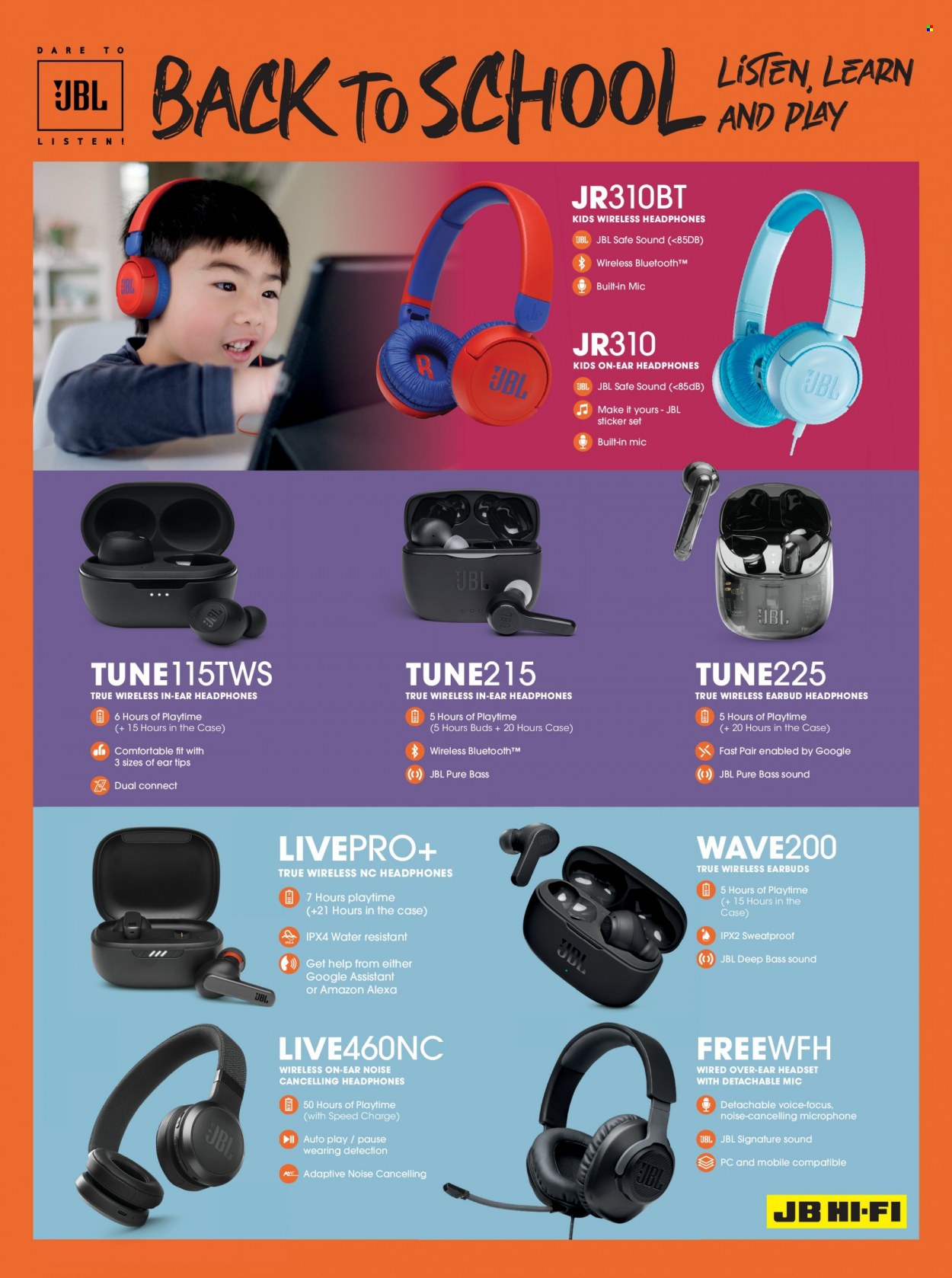 thumbnail - JB Hi-Fi Catalogue - 1 Jan 2022 - 31 Jan 2022 - Sales products - JBL, microphone, headphones, headset, wireless headphones, earbuds. Page 75.