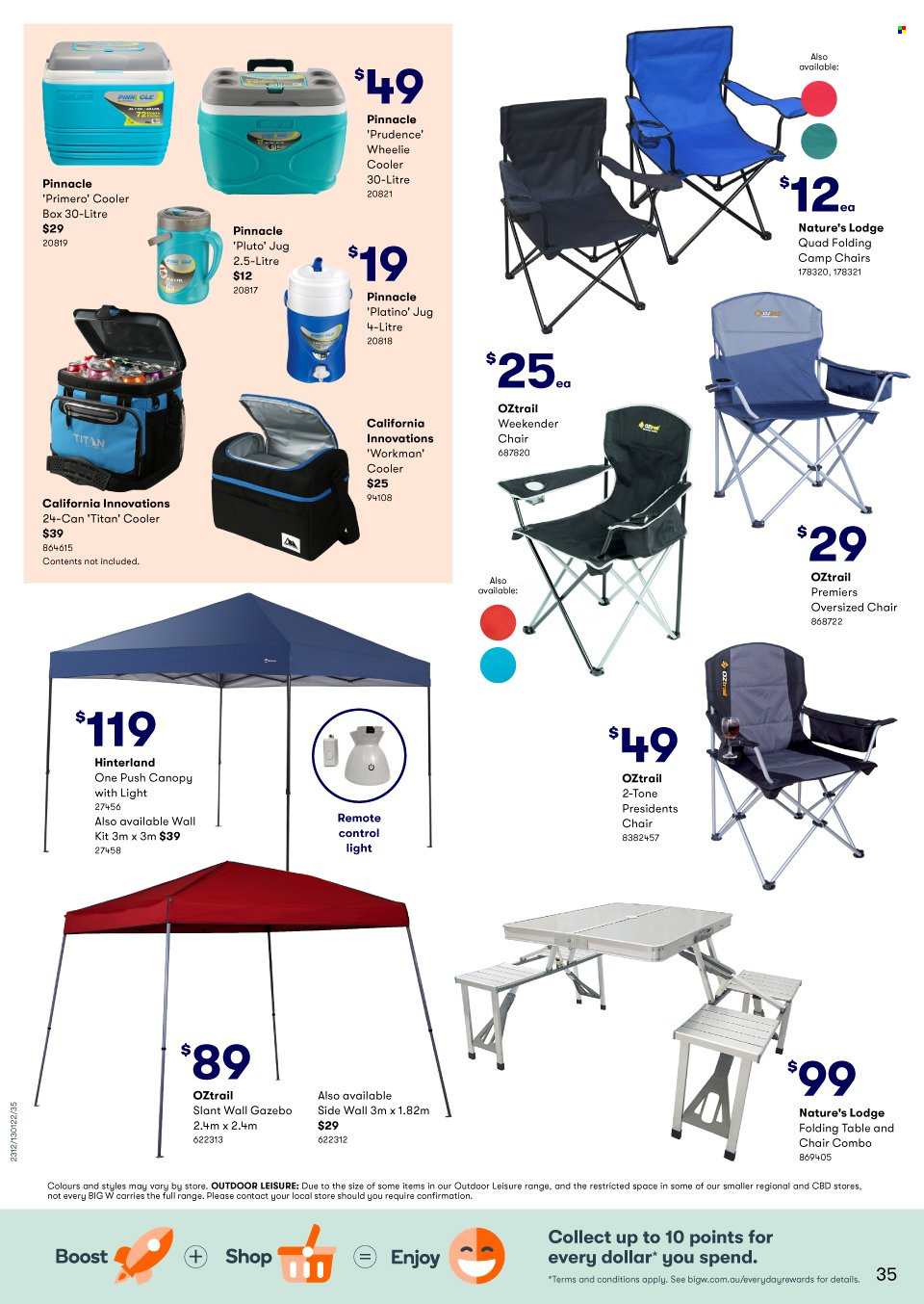 thumbnail - BIG W Catalogue - Sales products - table, folding table, chair. Page 35.