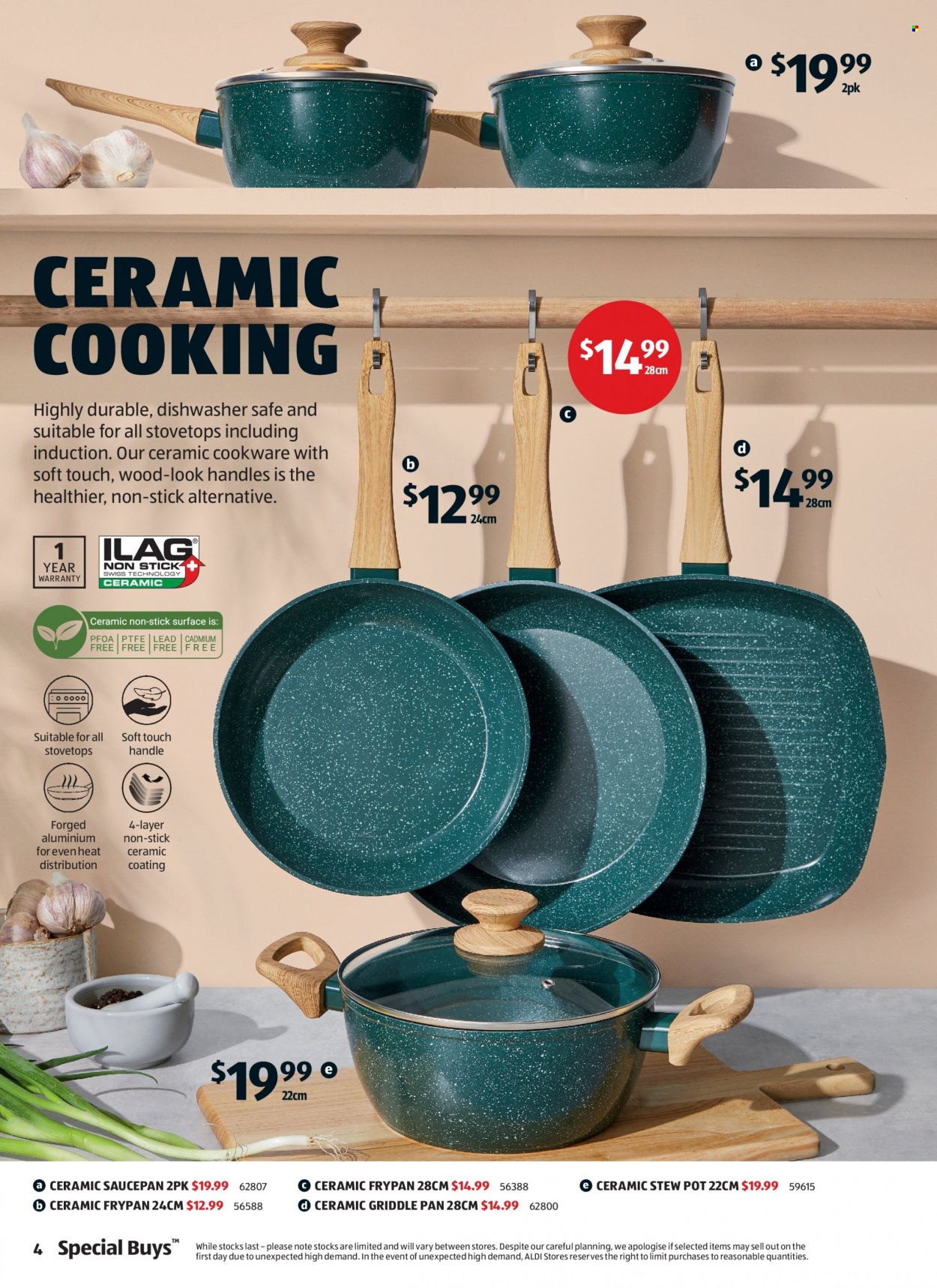 thumbnail - ALDI Catalogue - 19 Jan 2022 - 25 Jan 2022 - Sales products - cookware set, pot, pan, saucepan, frying pan. Page 4.