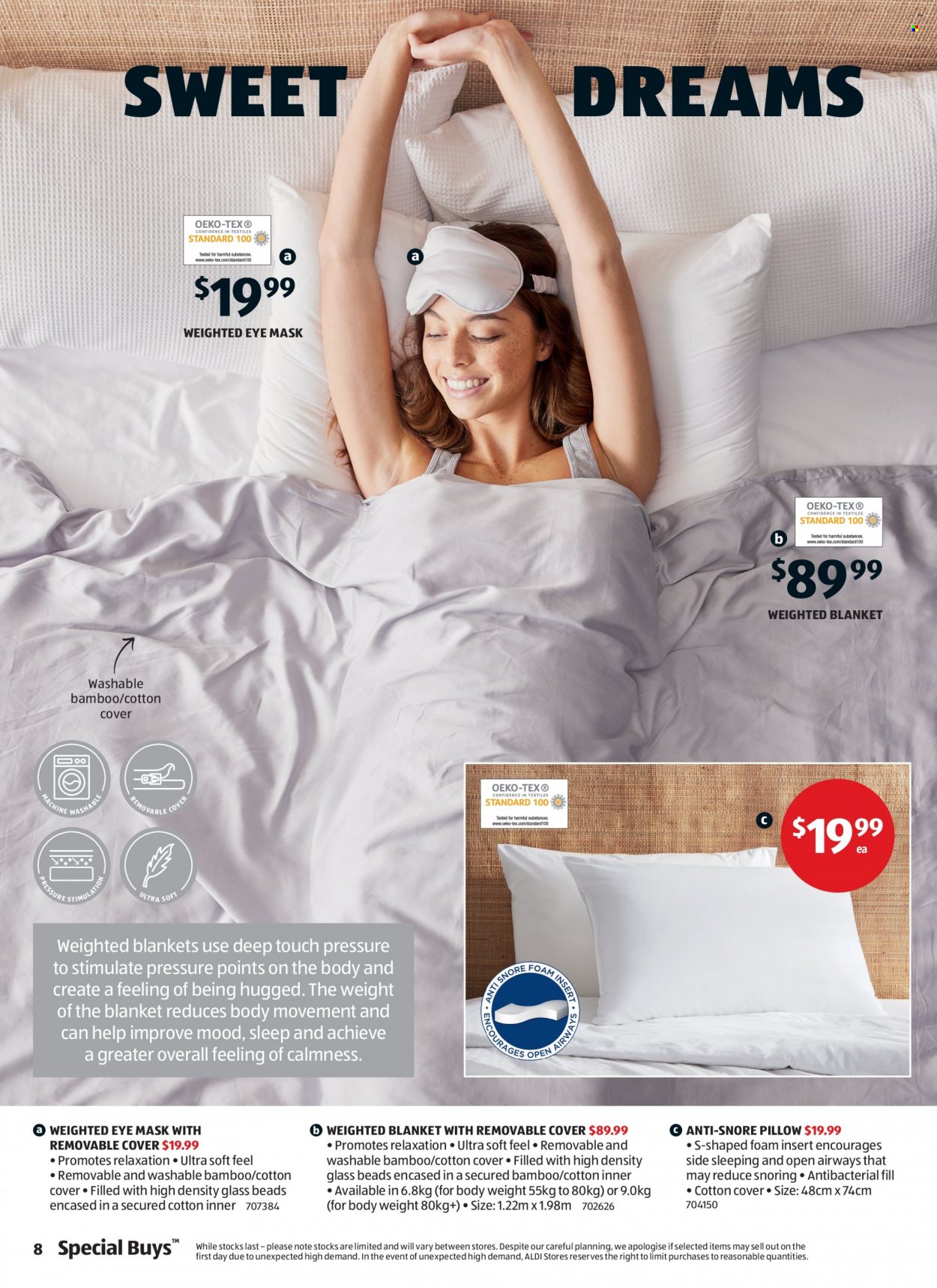 thumbnail - ALDI Catalogue - 19 Jan 2022 - 25 Jan 2022 - Sales products - blanket, pillow, weighted blanket. Page 8.