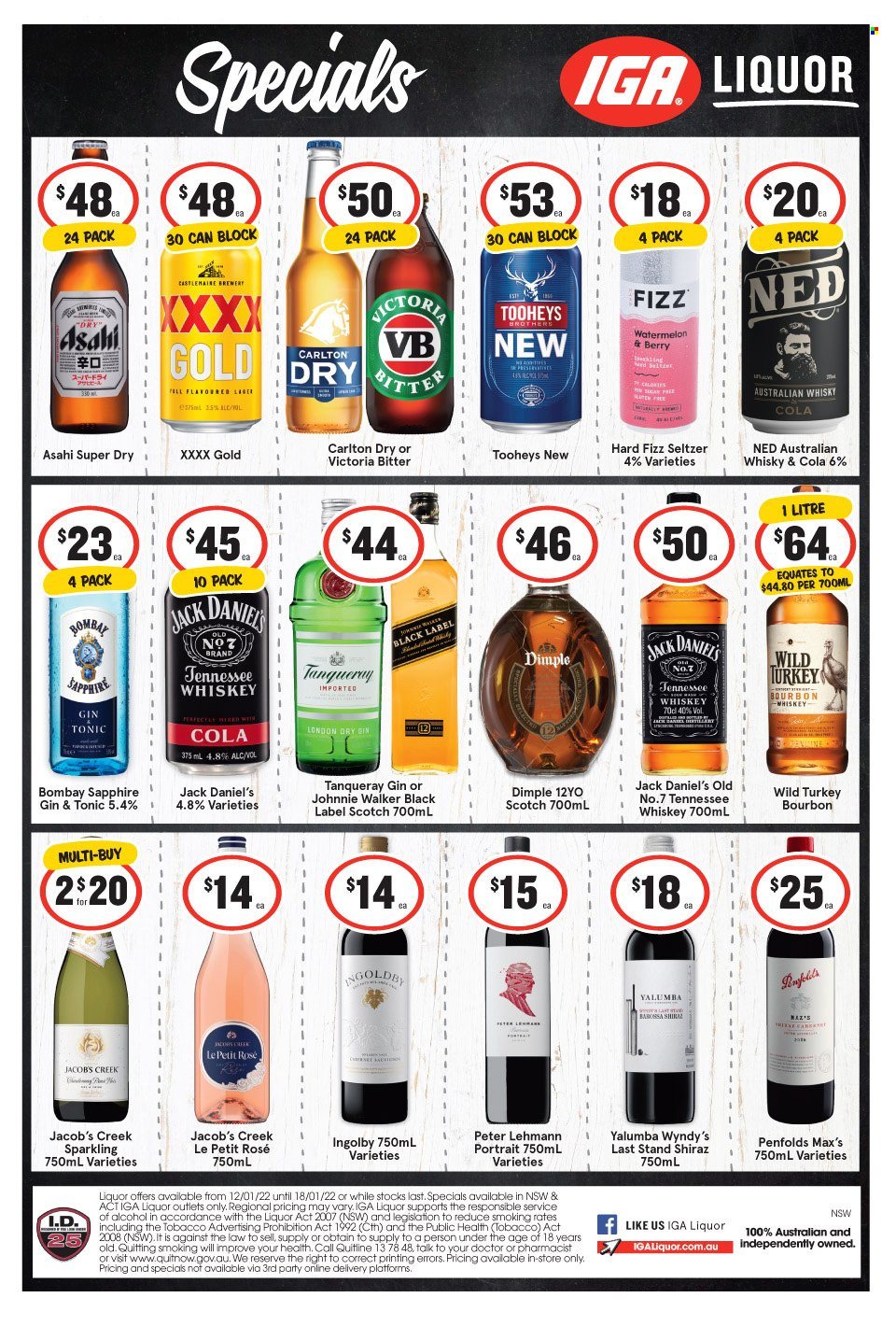 IGA LIQUOR catalogue - 12 Jan 2022 - 18 Jan 2022. Page 1