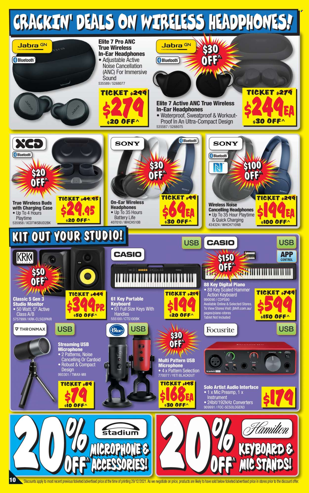 thumbnail - JB Hi-Fi Catalogue - 13 Jan 2022 - 26 Jan 2022 - Sales products - tablet, keyboard, monitor, microphone, headphones, wireless headphones. Page 10.