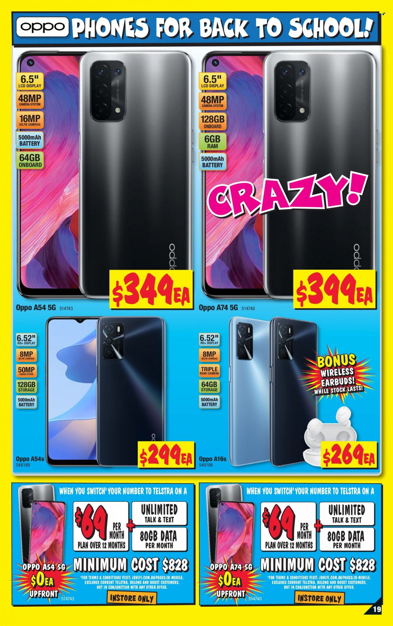 thumbnail - JB Hi-Fi Catalogue - 13 Jan 2022 - 26 Jan 2022 - Sales products - Oppo, camera, earbuds, switch. Page 19.