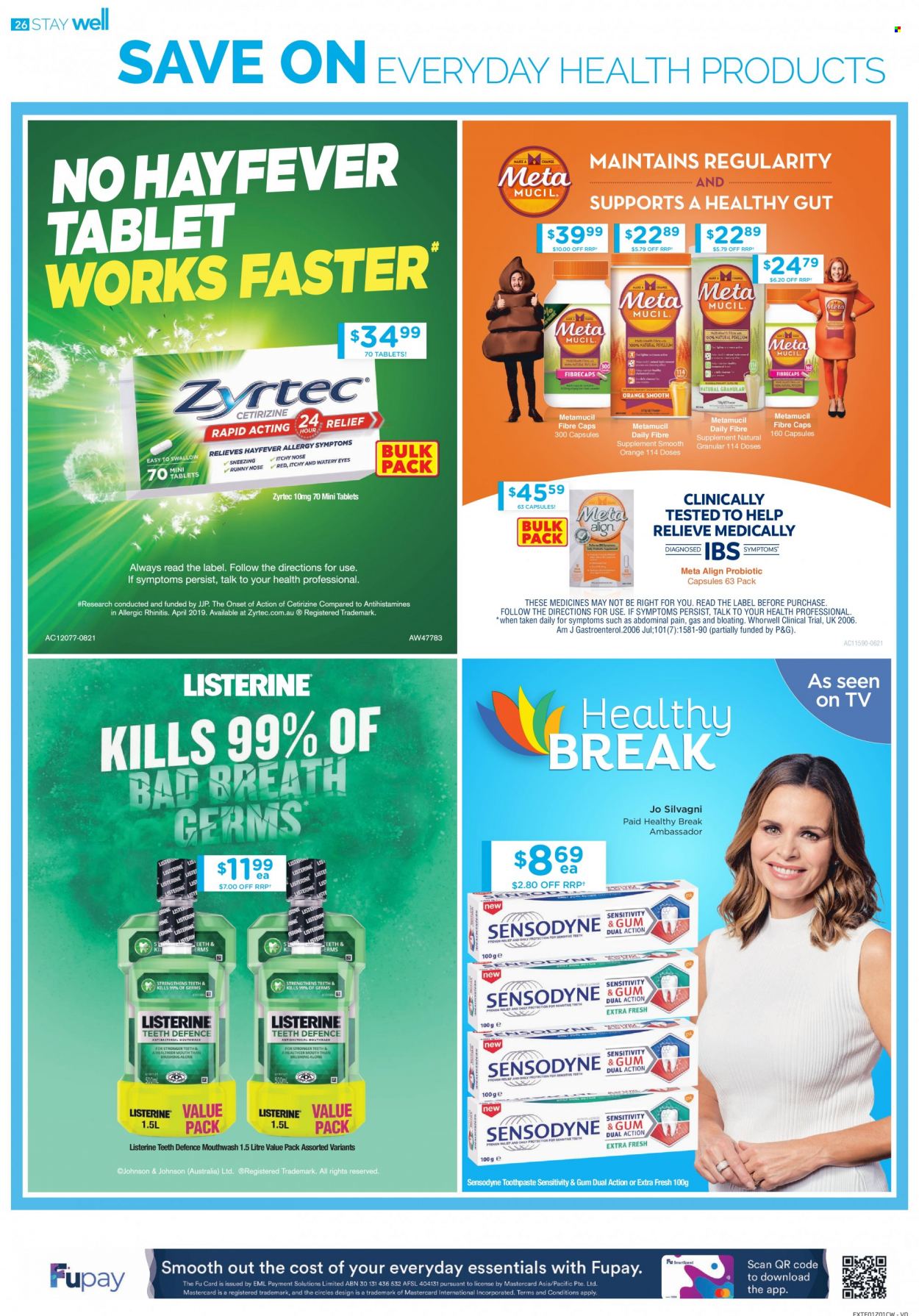 thumbnail - Chemist Warehouse Catalogue - 13 Jan 2022 - 26 Jan 2022 - Sales products - Listerine, toothpaste, Sensodyne, mouthwash, Zyrtec, Metamucil. Page 26.