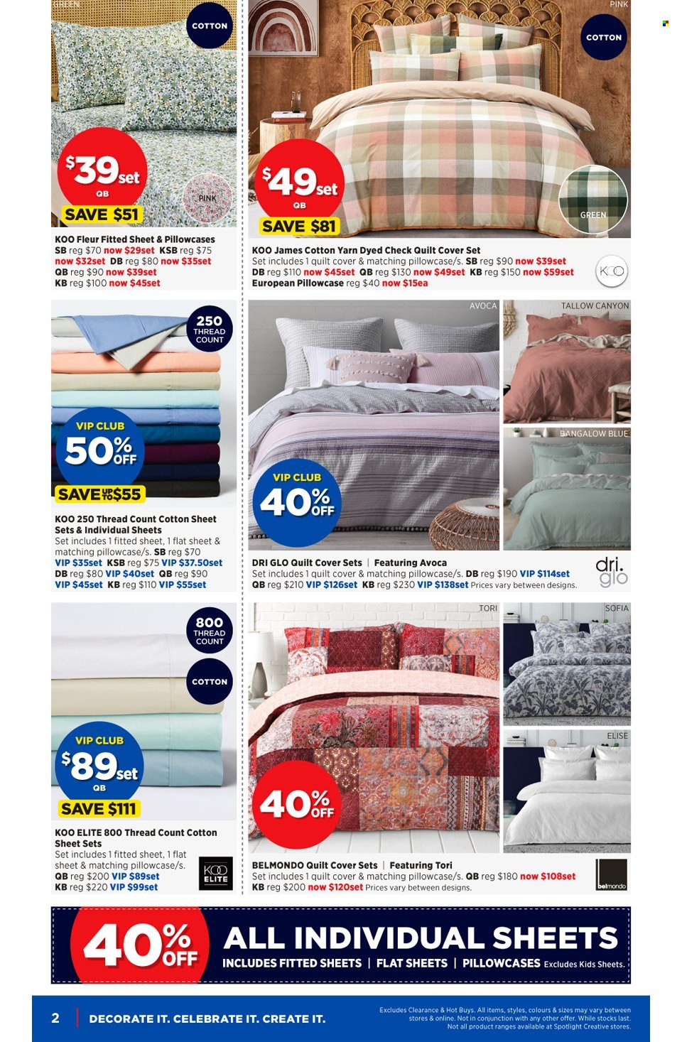 thumbnail - Spotlight Catalogue - 19 Jan 2022 - 8 Feb 2022 - Sales products - knitting wool, pillowcase, quilt, quilt cover set. Page 2.