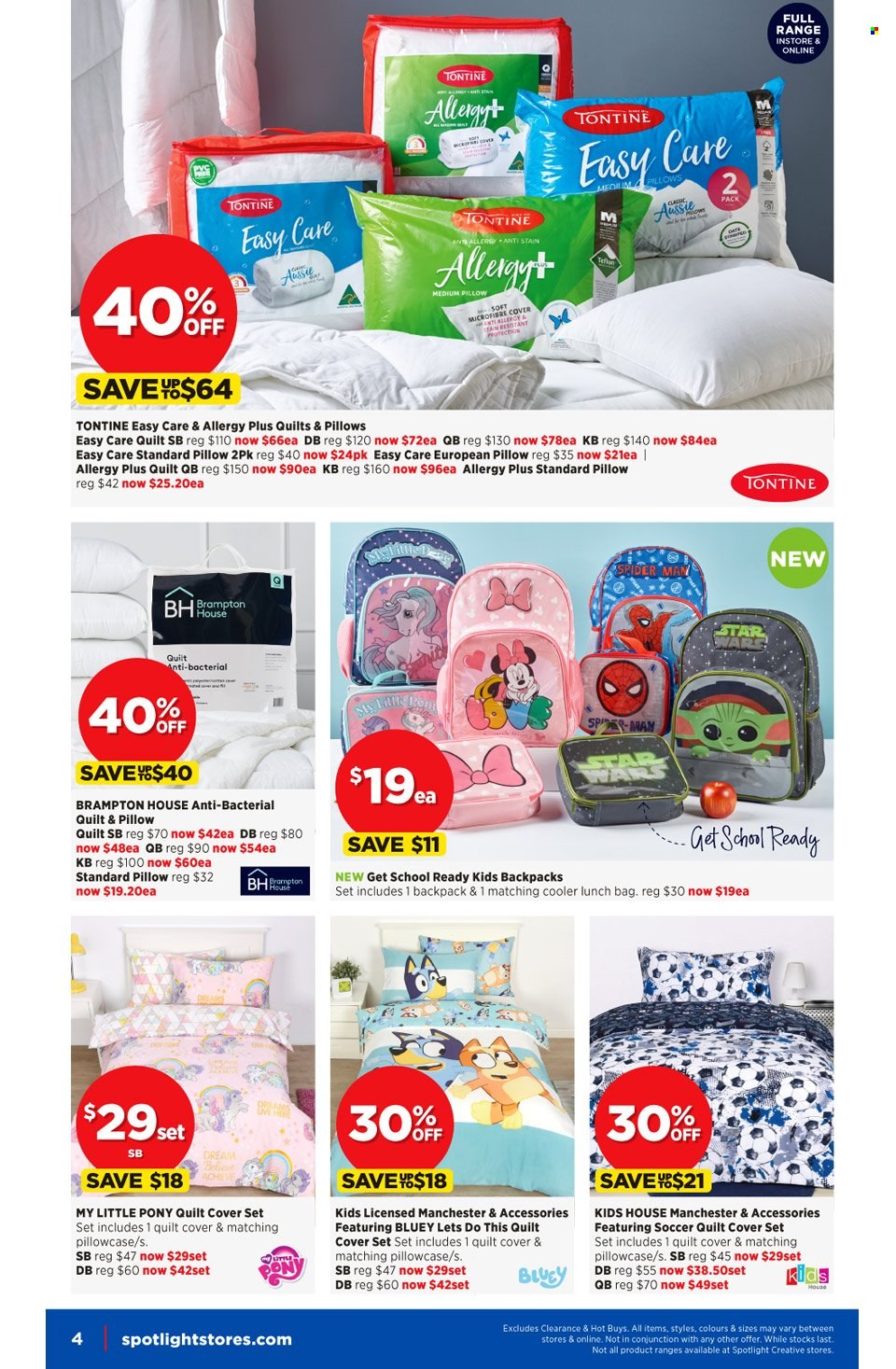thumbnail - Spotlight Catalogue - 19 Jan 2022 - 8 Feb 2022 - Sales products - pillow cover, pillowcase, quilt, quilt cover set, My Little Pony. Page 4.