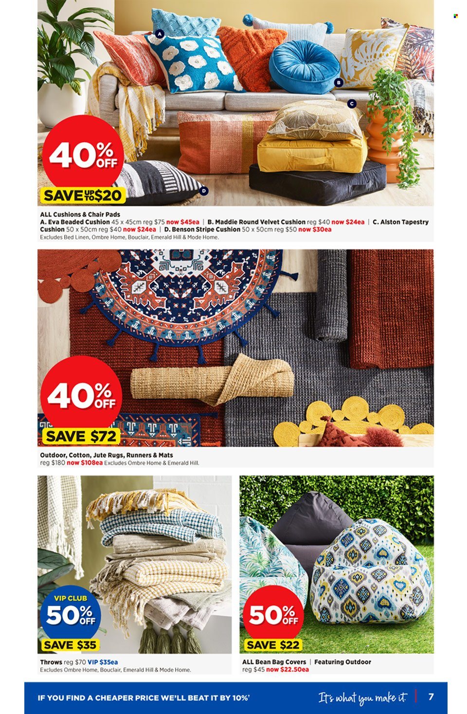 thumbnail - Spotlight Catalogue - 19 Jan 2022 - 8 Feb 2022 - Sales products - chair pad, bedding, cushion, linens, tapestry. Page 7.