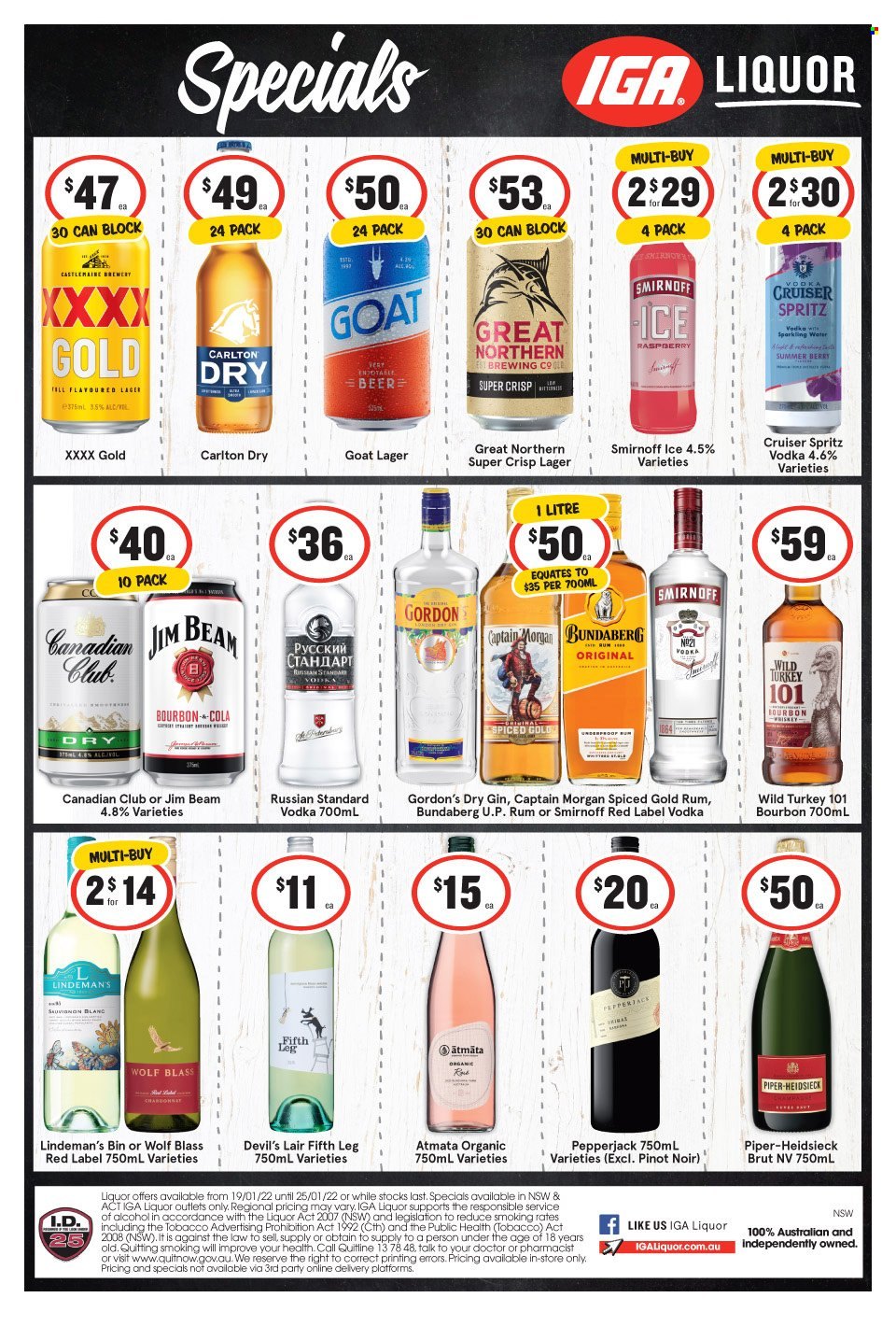 IGA LIQUOR catalogue - 19 Jan 2022 - 25 Jan 2022. Page 1