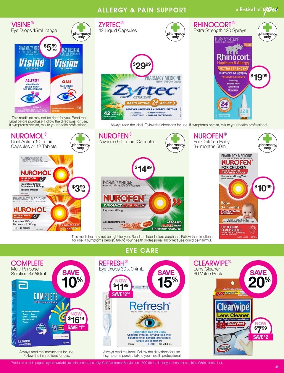 thumbnail - Priceline Pharmacy Catalogue - 21 Jan 2022 - 2 Feb 2022 - Sales products - wipes, cleaner, Zyrtec, Ibuprofen, eye drops, Nurofen. Page 25.