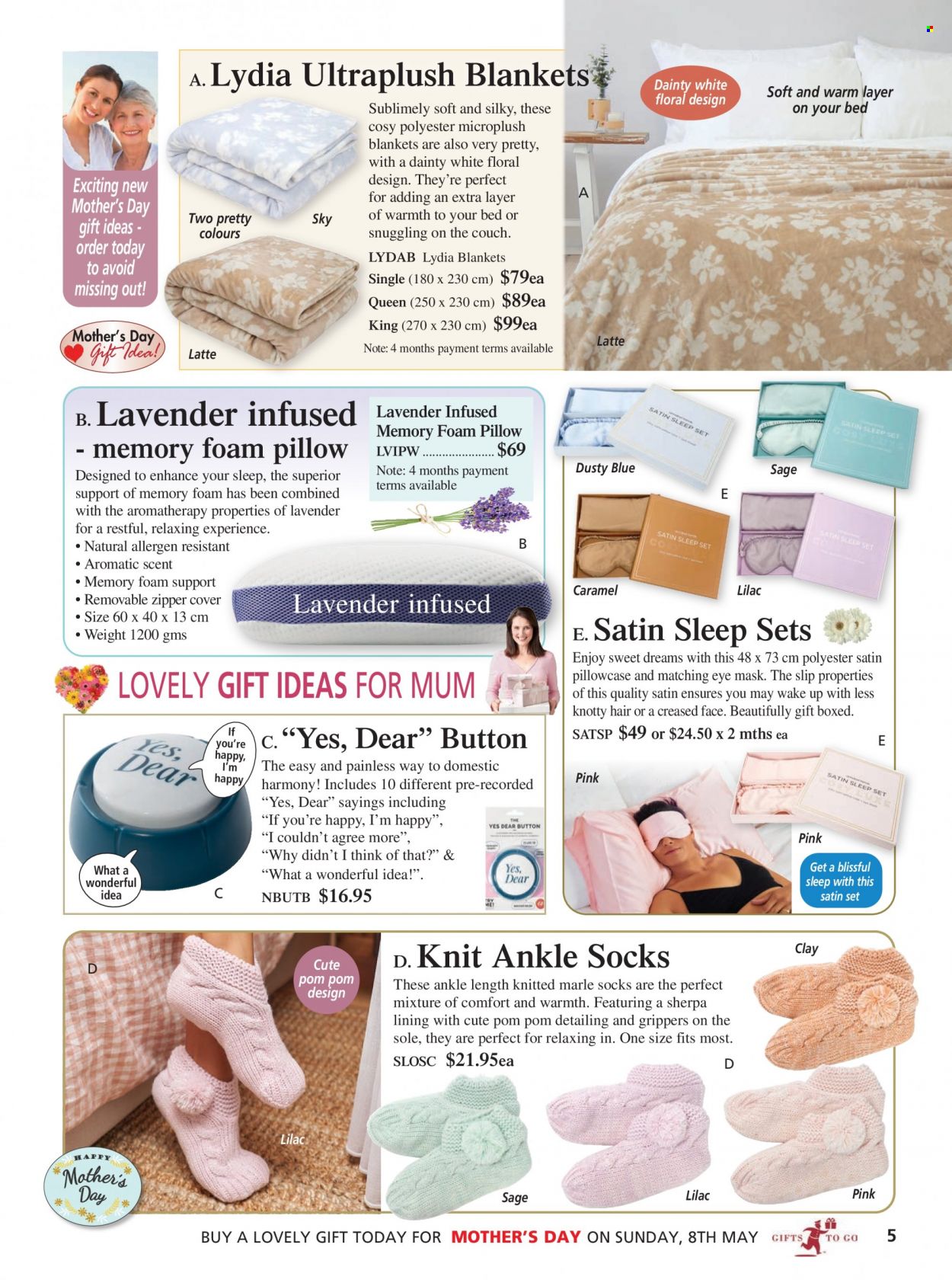 thumbnail - Innovations Catalogue - Sales products - blanket, pillow, pillowcase, foam pillow, sherpa, socks. Page 5.