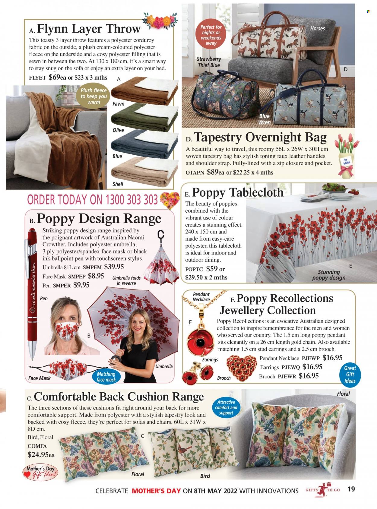 thumbnail - Innovations Catalogue - Sales products - pen, tablecloth, cushion, tapestry, Snug, necklace, pendant, earrings, umbrella. Page 19.