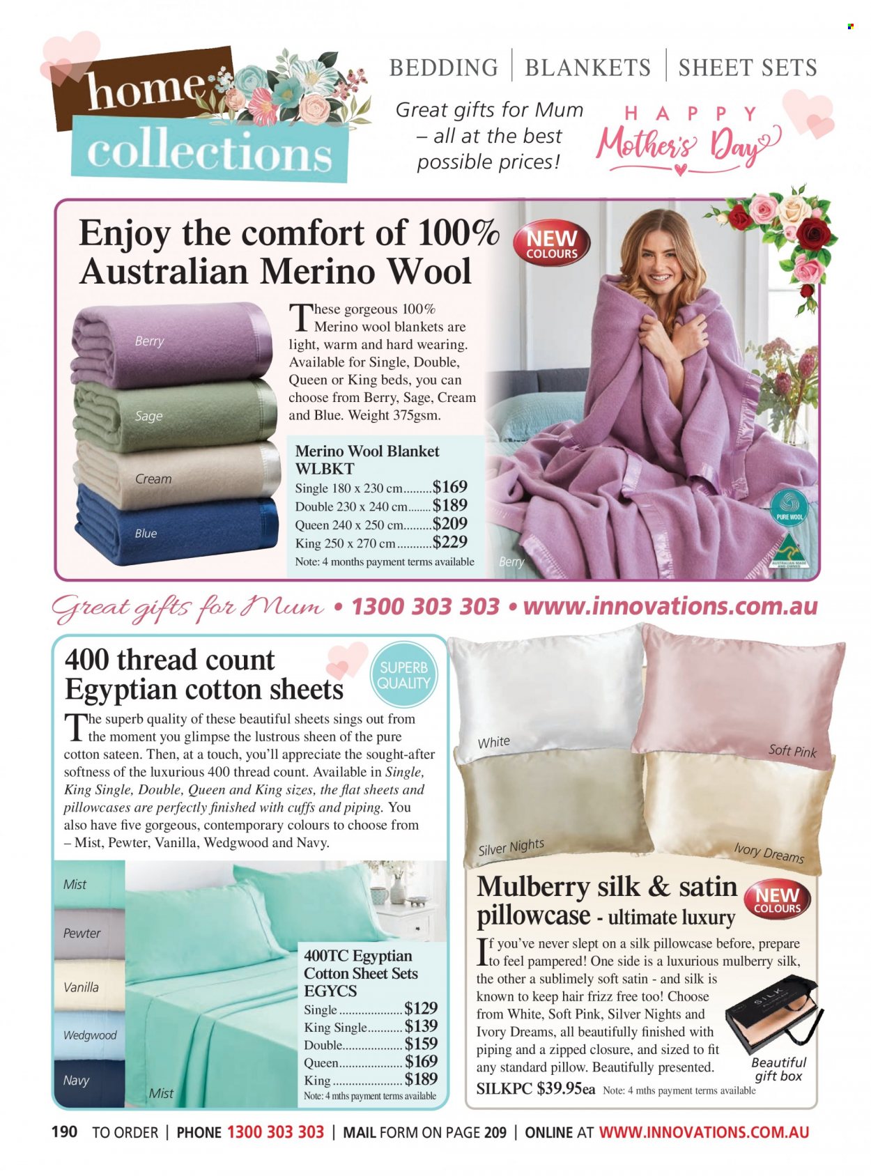thumbnail - Innovations Catalogue - Sales products - gift box, bedding, blanket, pillow, pillowcase, wool throw. Page 190.