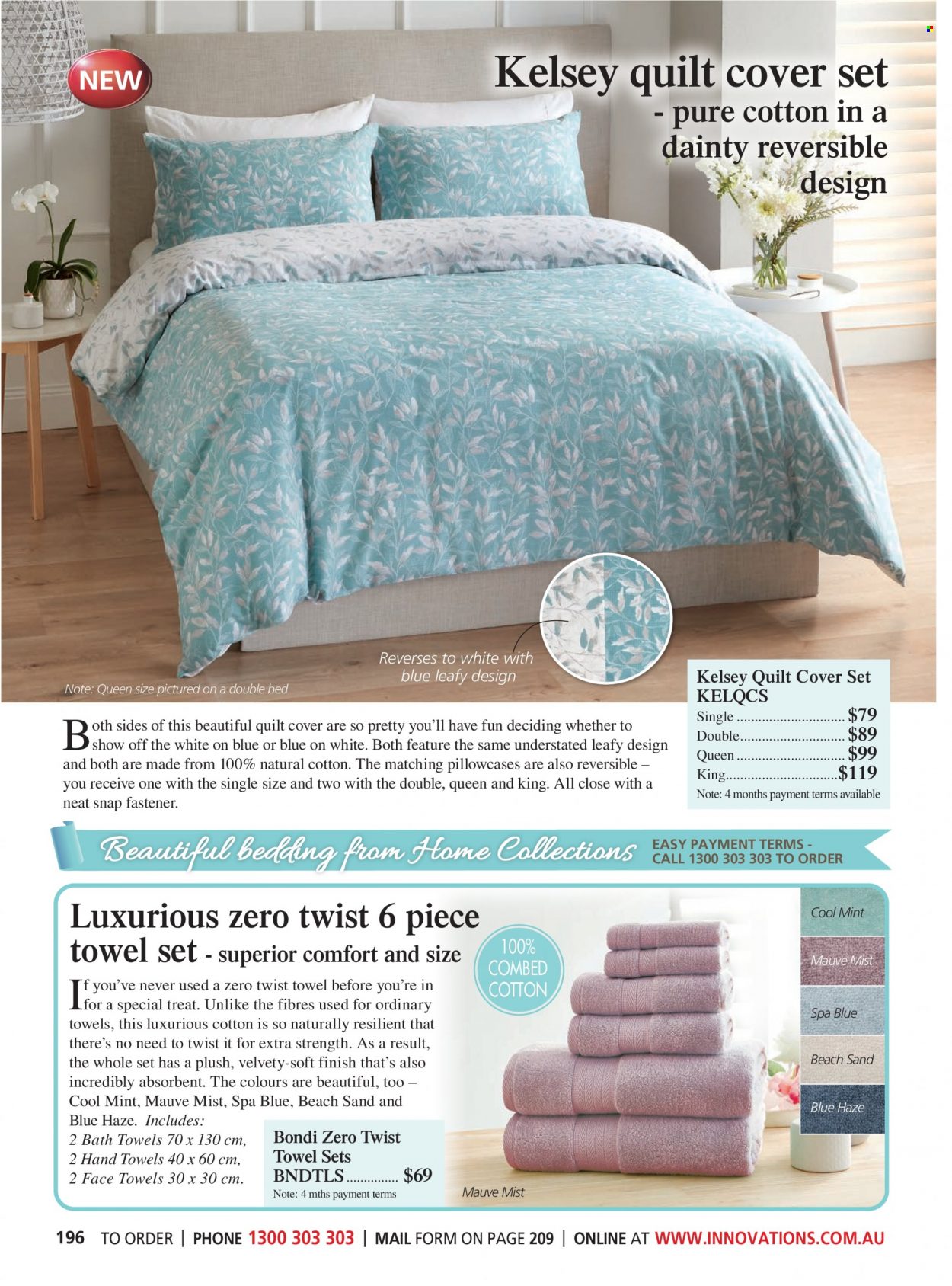 thumbnail - Innovations Catalogue - Sales products - bedding, pillowcase, quilt, quilt cover set, bath towel, towel, hand towel. Page 196.