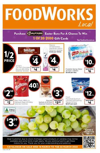 Foodworks Catalogue - 16 Mar 2022 - 22 Mar 2022.