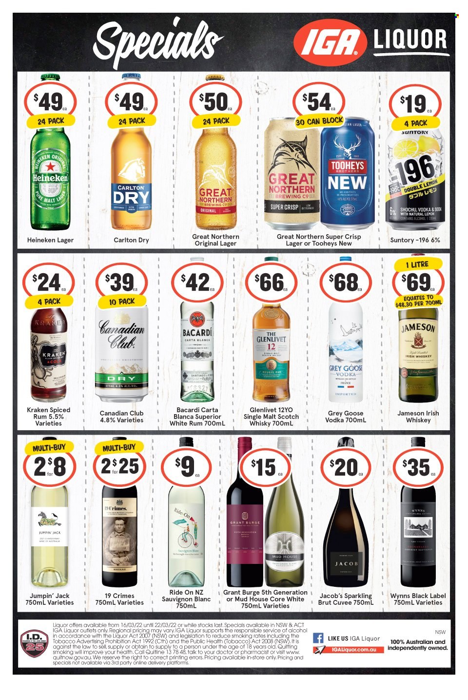 IGA LIQUOR catalogue - 16 Mar 2022 - 22 Mar 2022. Page 1