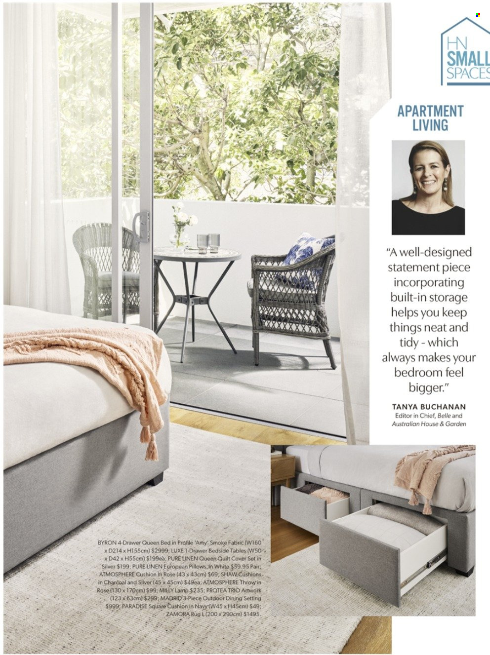 thumbnail - Harvey Norman Catalogue - 26 Mar 2022 - 31 May 2022 - Sales products - table, queen bed, bed, bedside table, cushion, linens, pillow, quilt, quilt cover set, rug, rose. Page 3.