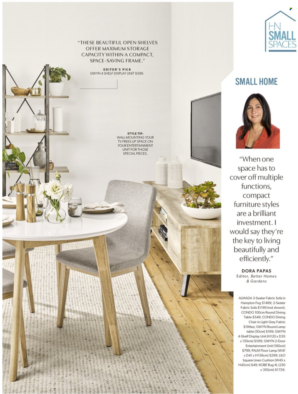 thumbnail - Harvey Norman Catalogue - 26 Mar 2022 - 31 May 2022 - Sales products - dining table, table, dining chair, chair, sofa, tv unit, shelves, cushion, chair pad, linens, TV, lamp, floor lamp, rug. Page 5.