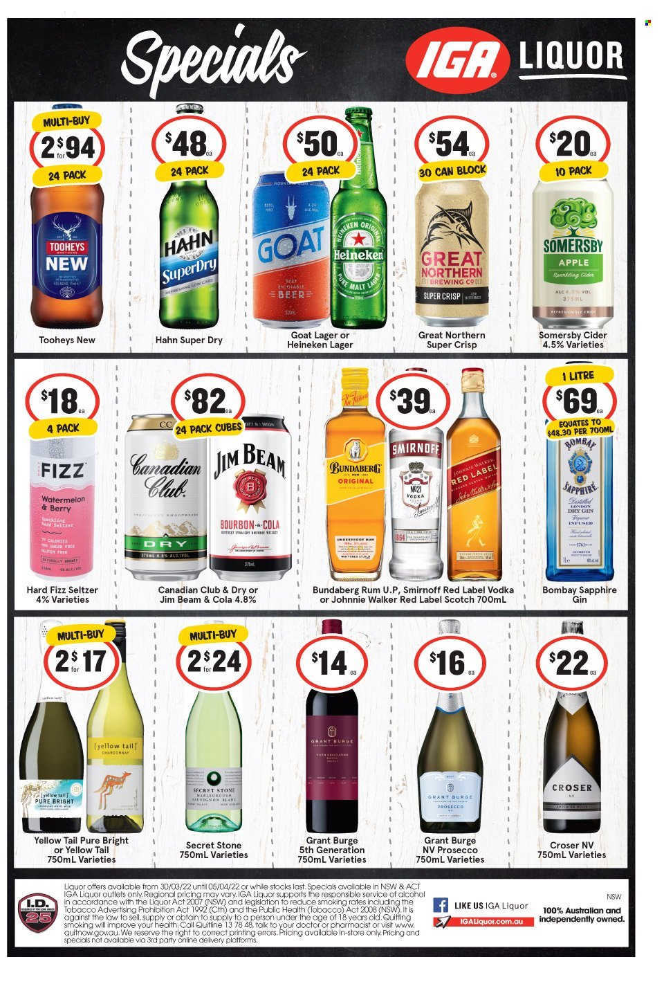 IGA LIQUOR catalogue - 30 Mar 2022 - 5 Apr 2022. Page 1