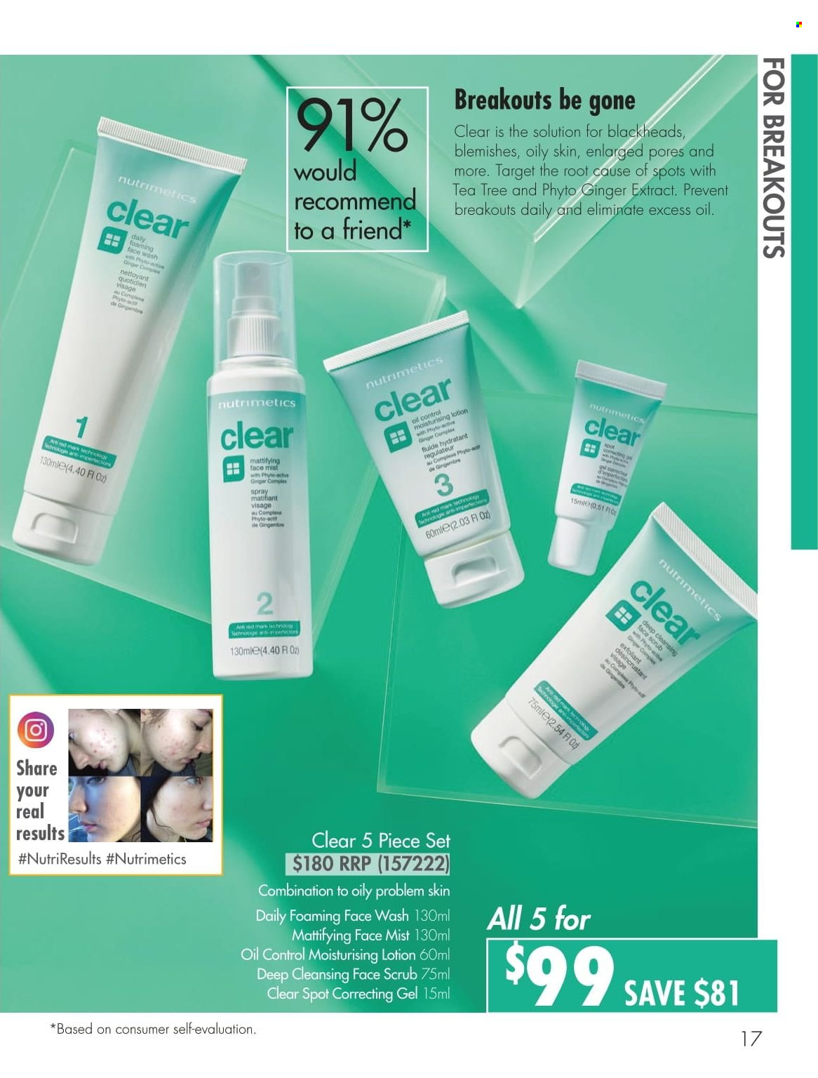 thumbnail - Nutrimetics Catalogue - 1 Apr 2022 - 15 Jul 2022 - Sales products - Ace, face gel, Nutrimetics, face wash, body lotion, Target. Page 17.