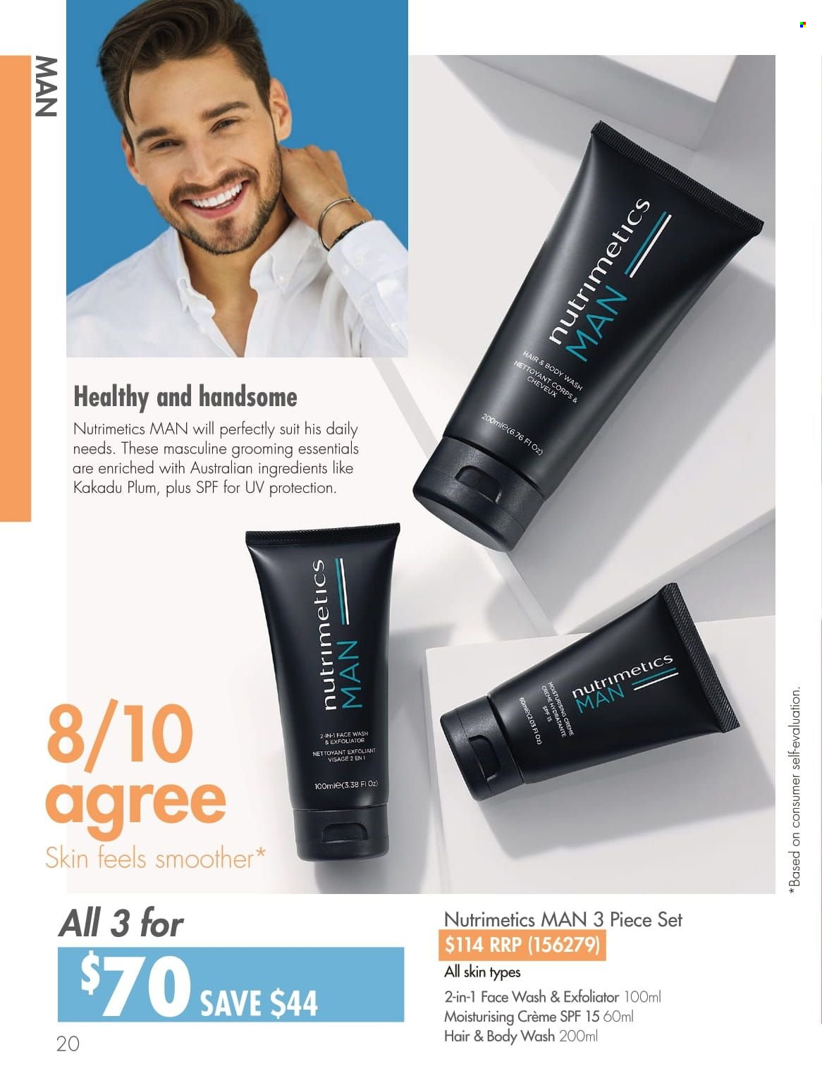 thumbnail - Nutrimetics Catalogue - 1 Apr 2022 - 15 Jul 2022 - Sales products - body wash, hair & body wash, face gel, Nutrimetics, face wash. Page 20.