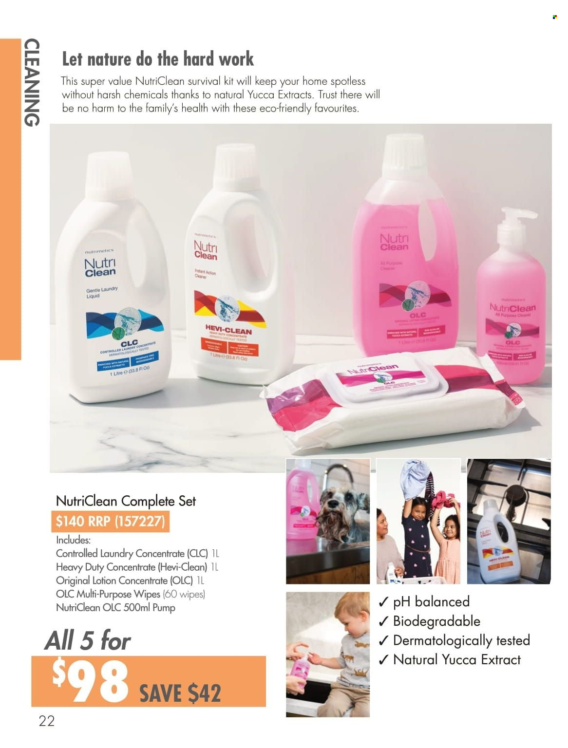 thumbnail - Nutrimetics Catalogue - 1 Apr 2022 - 15 Jul 2022 - Sales products - wipes, laundry detergent, body lotion, Trust. Page 22.