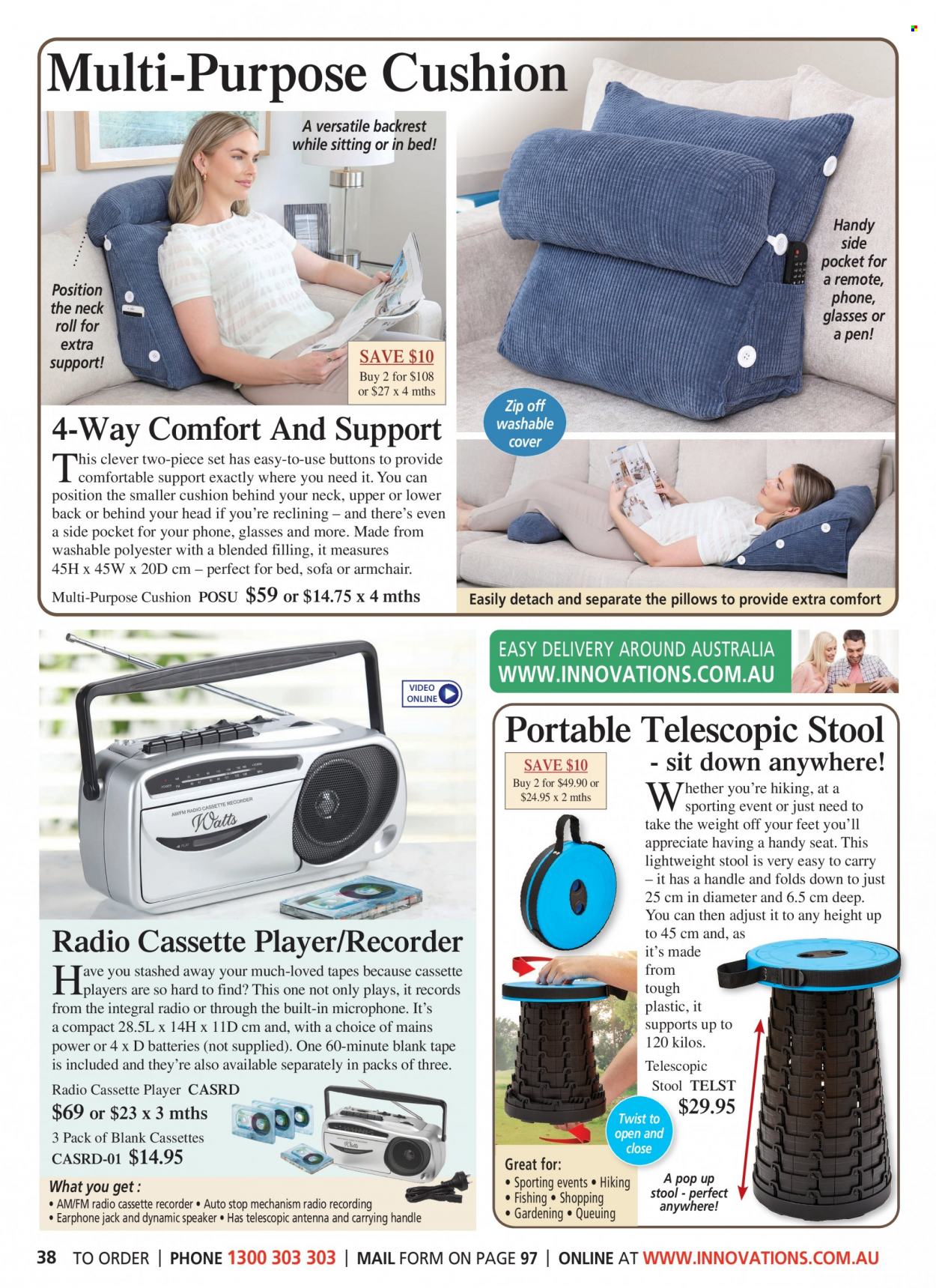 thumbnail - Innovations Catalogue - Sales products - pen, cushion, pillow, radio, recorder, earphone. Page 38.
