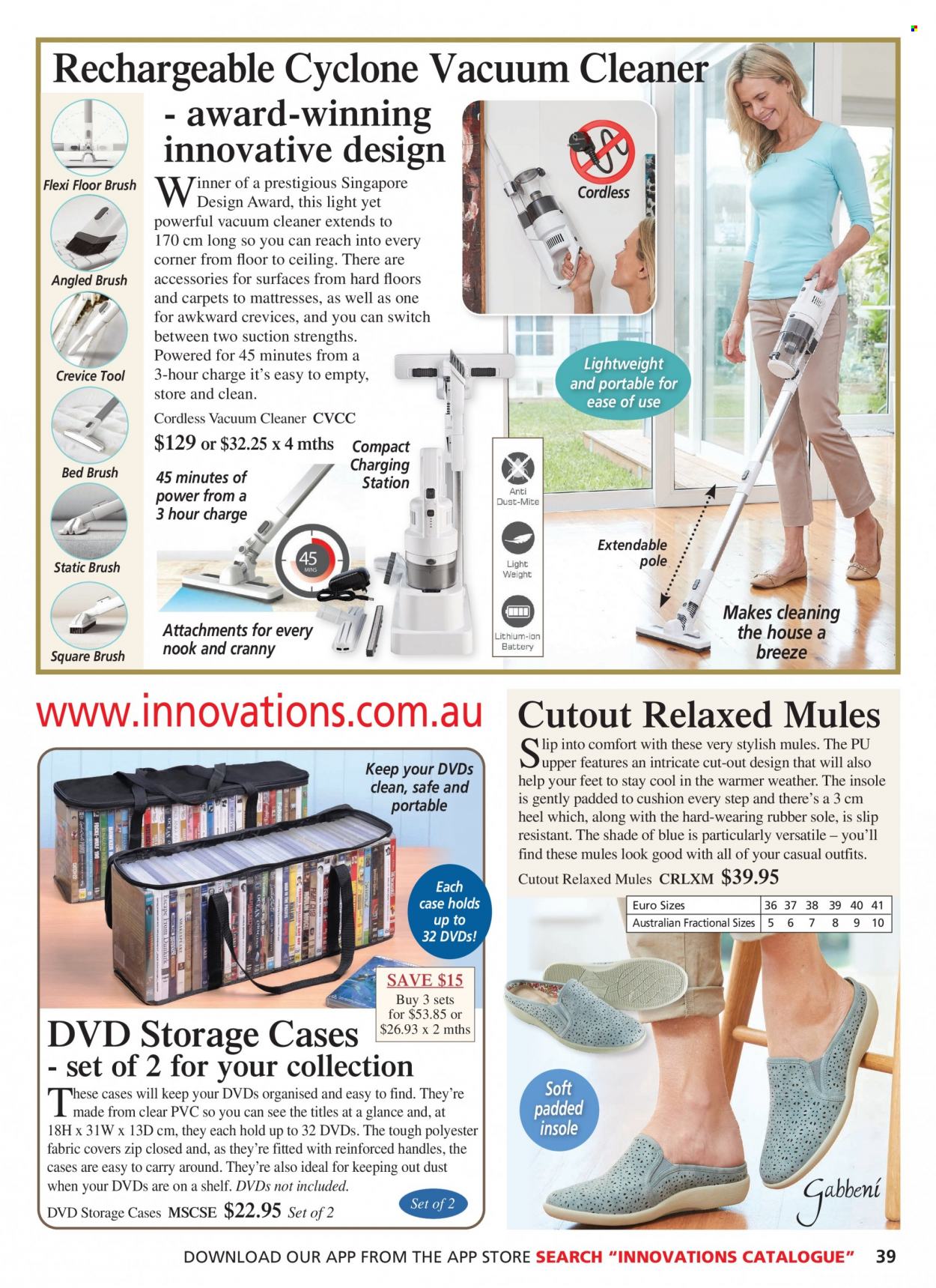 thumbnail - Innovations Catalogue - Sales products - DVD, cushion, vacuum cleaner, handstick vacuum cleaner. Page 39.
