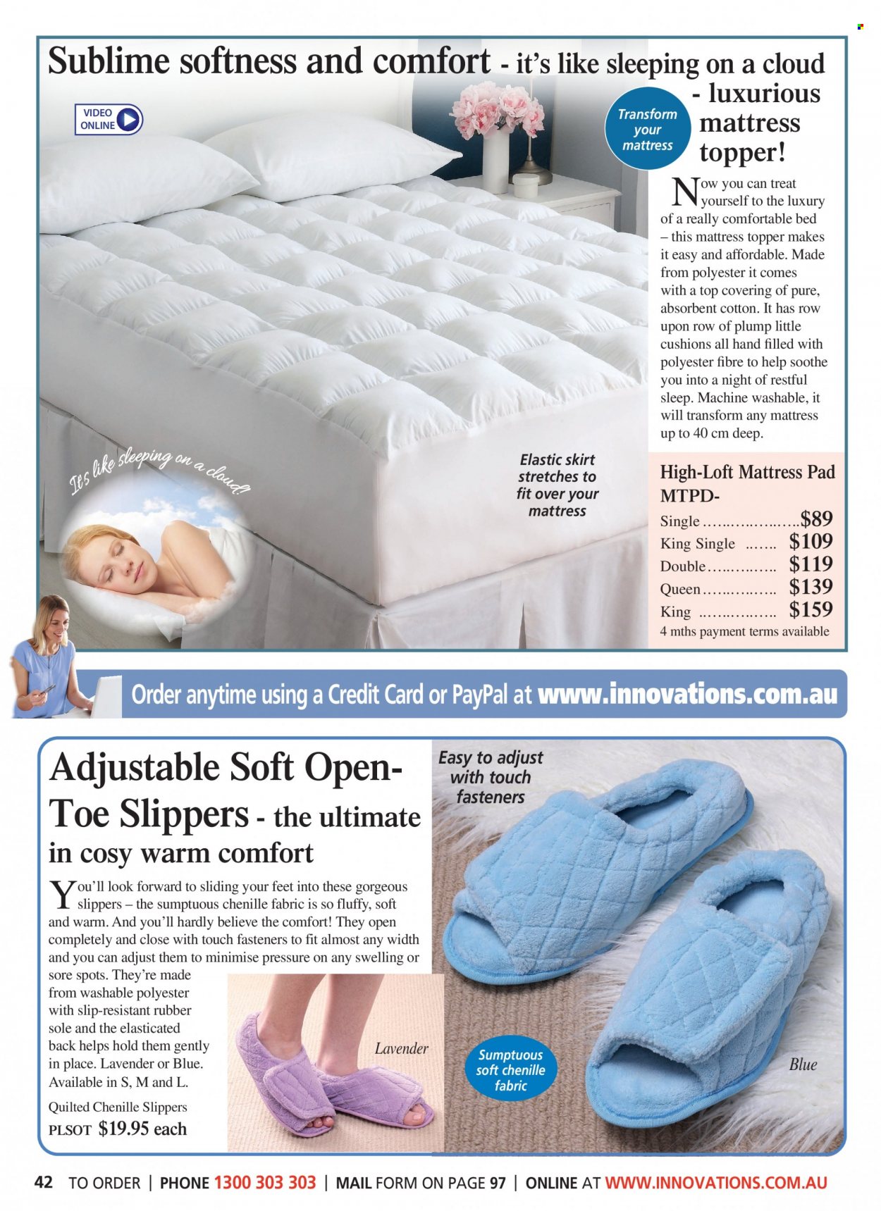 thumbnail - Innovations Catalogue - Sales products - slippers, cushion, topper, mattress protector. Page 42.