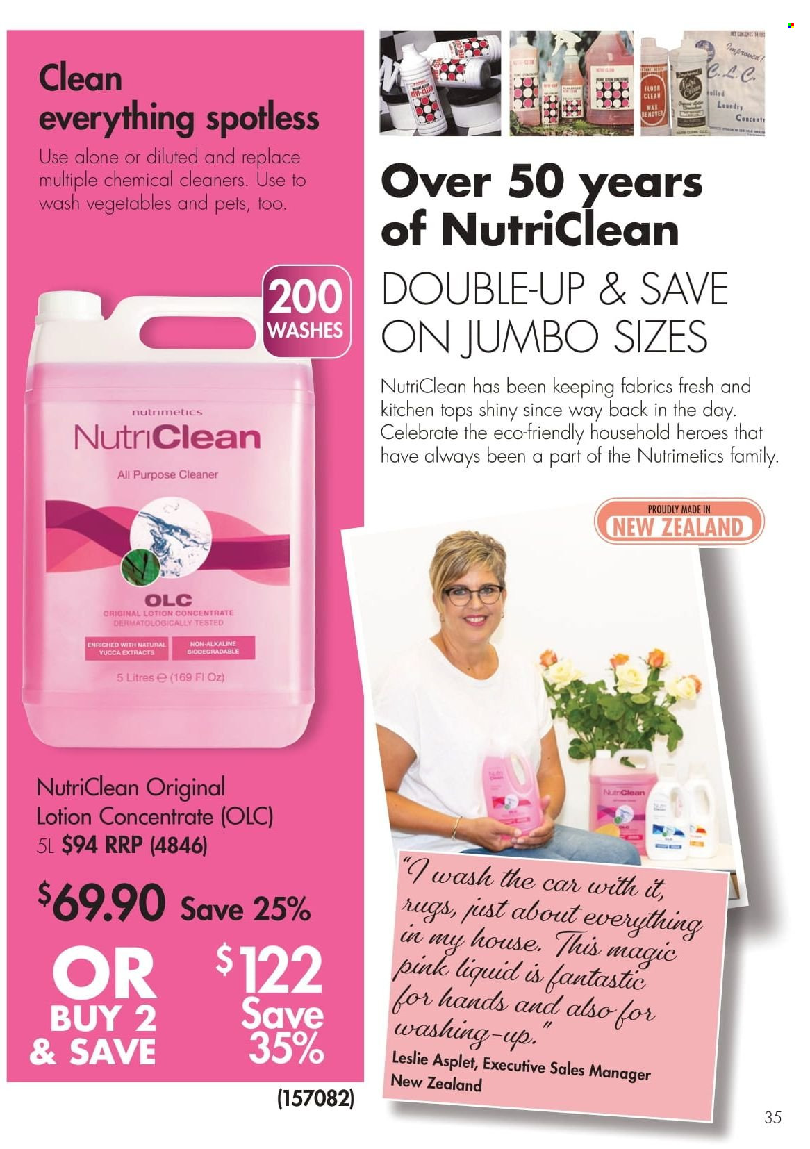 thumbnail - Nutrimetics Catalogue - 16 Apr 2022 - 31 May 2022 - Sales products - cleaner, all purpose cleaner, Nutrimetics, body lotion. Page 35.